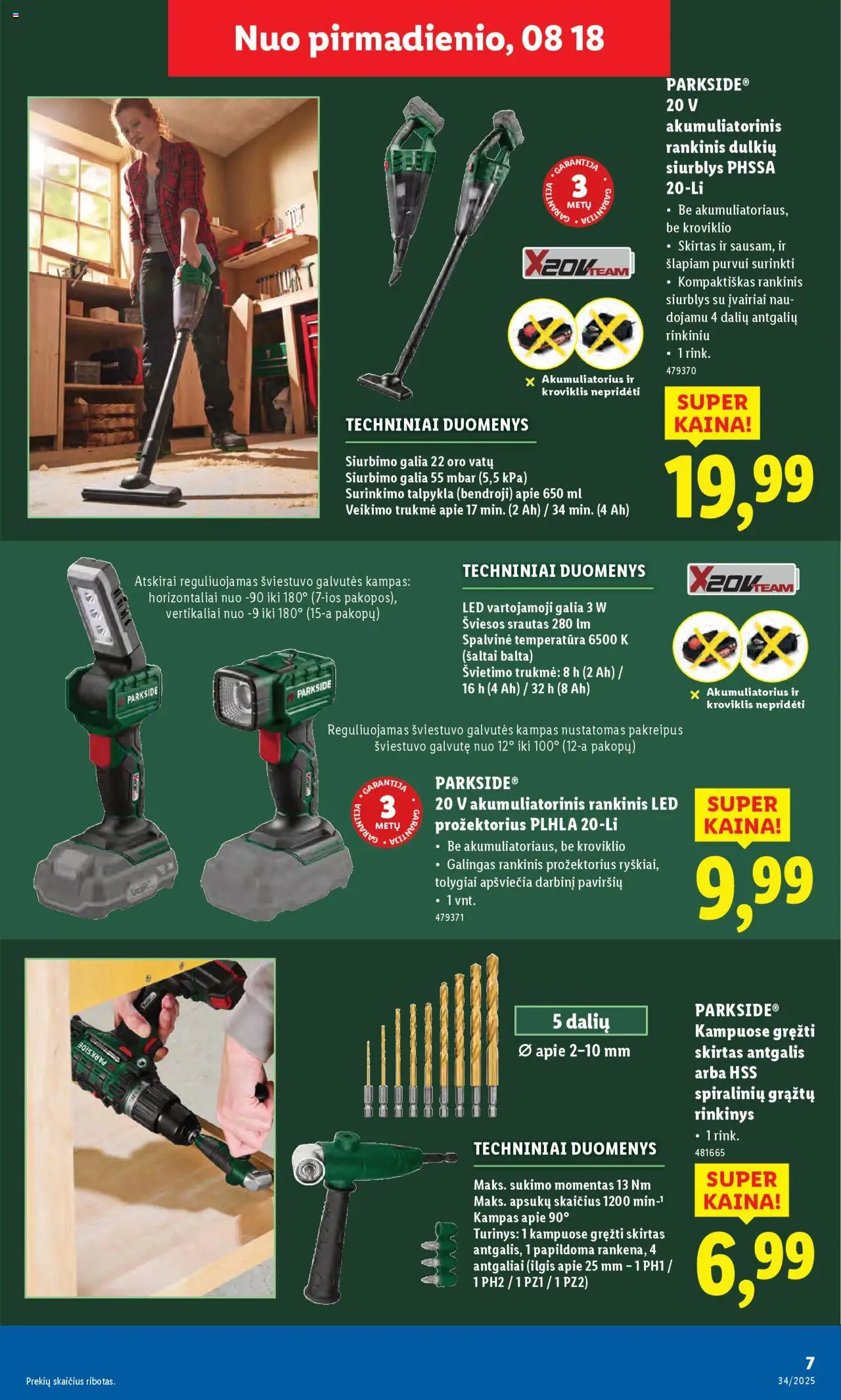 LIDL - Leidinys - Ne maisto prekių pasiūlymai│galioja nuo 18.08.2025 | Puslapis: 7 | Prekių: Akumuliatorius