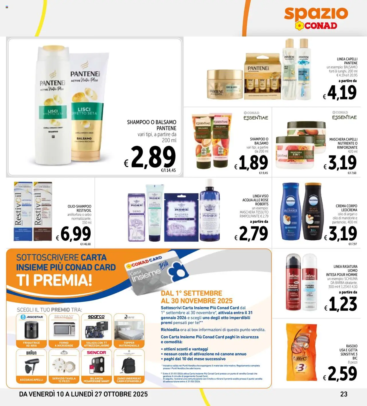 Volantino Spazio Conad del 10.10.2025 | Pagina: 23 | Prodotti: Balsamo, Crema, Schiuma da barba, Rasoio