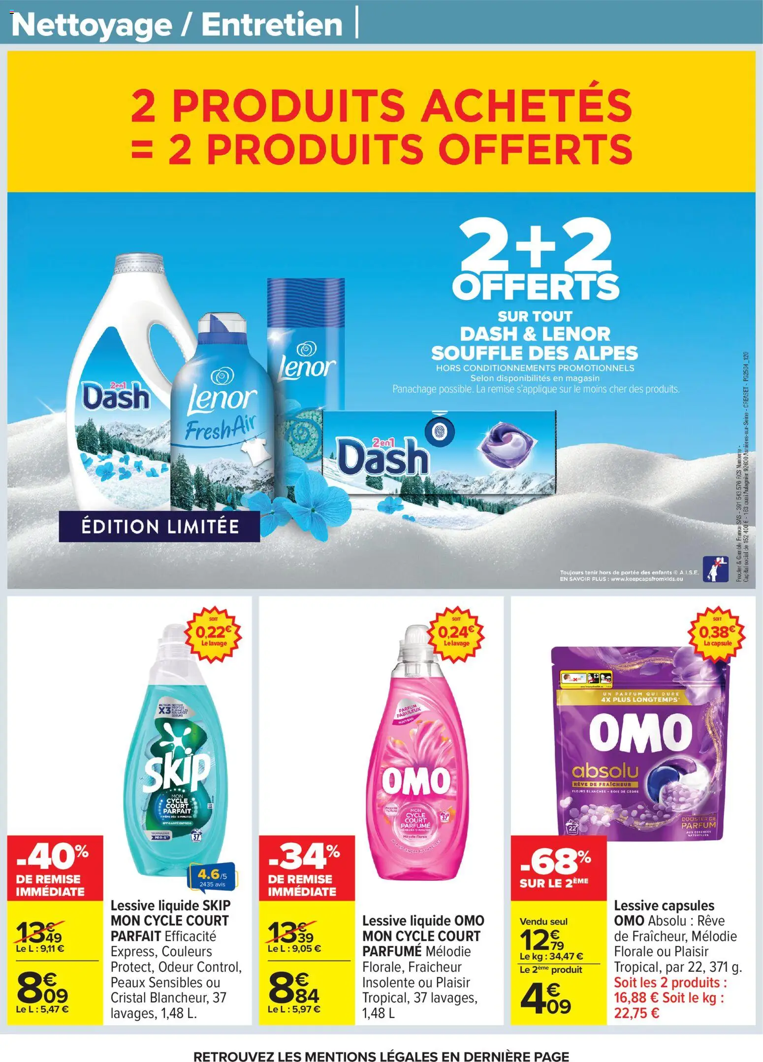 {H1} | Page: 58 | Produits: Lenor, Parfum, Lessive liquide Skip, Lessive Liquide