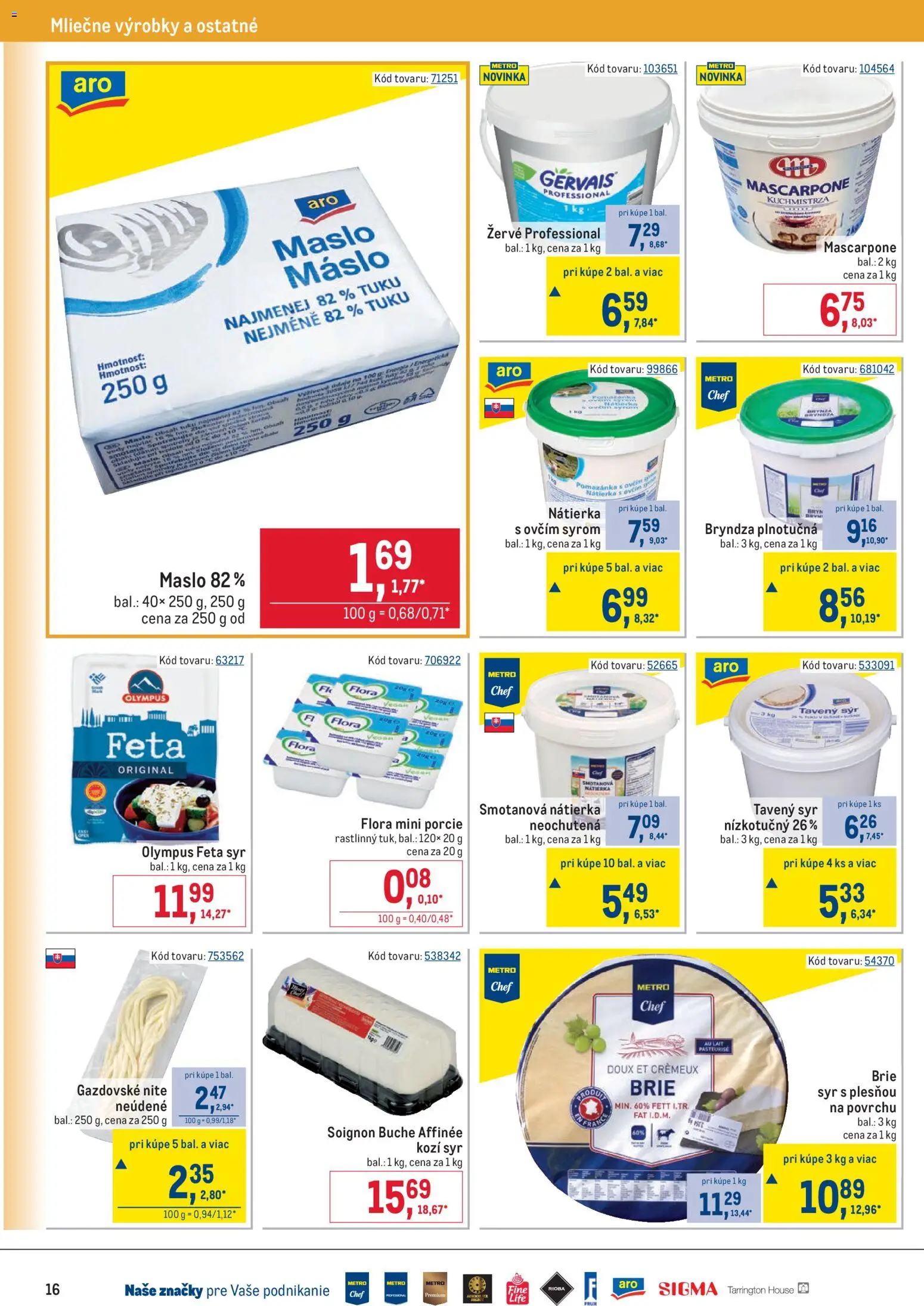 Nové Metro akcie – leták je platný od 05.11.2025 | Strana: 16 | Produkty: Syr, Feta, Mascarpone, Flora