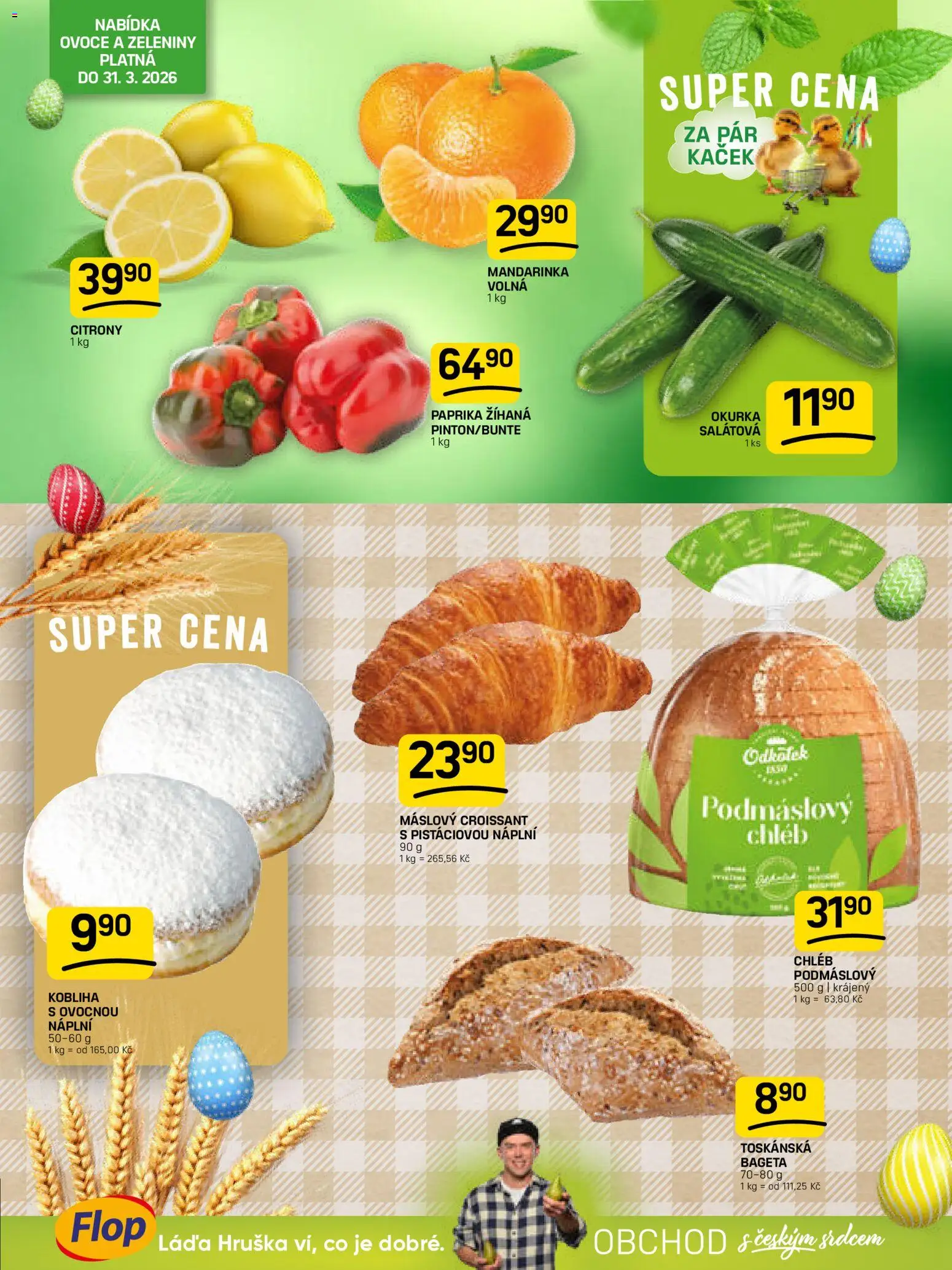 Flop leták od 25.03.2026 | Strana: 3 | Produkty: Chléb, Paprika, Croissant, Okurka