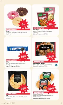 Paj, 300g, flera sorter, kyld, jfr-pris 156,50/kg - Förhandsvisning av reklamblad från butik Hemköp aktuell från 16.02.2026 | Sida: 11 | Produkter: Paj, Oreo, Pasta