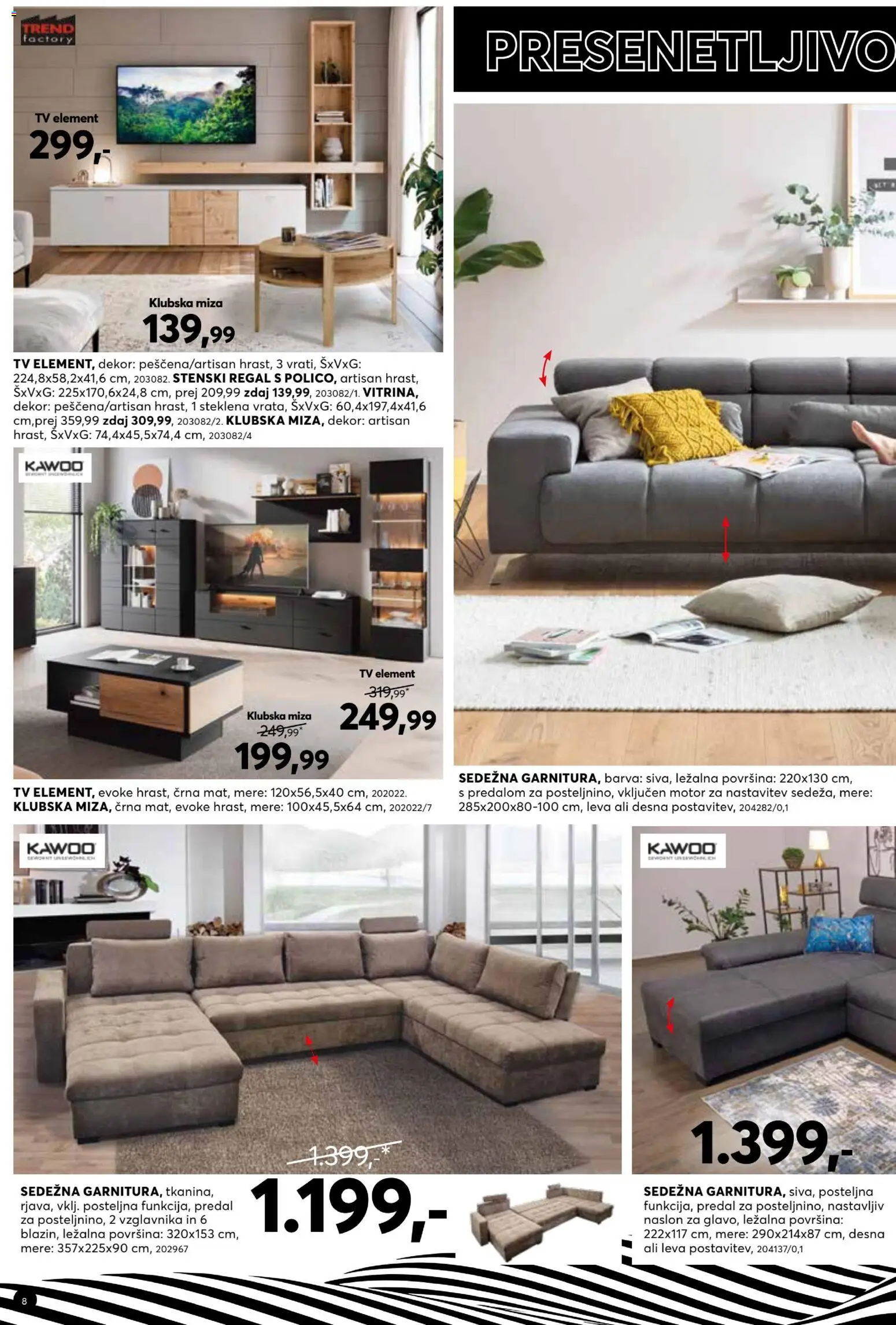 Novi Dipo katalog ponudbe – veljaven od 22.04.2026 | Stran: 8 | Izdelki: Tv, Klubska miza, Miza, Barva