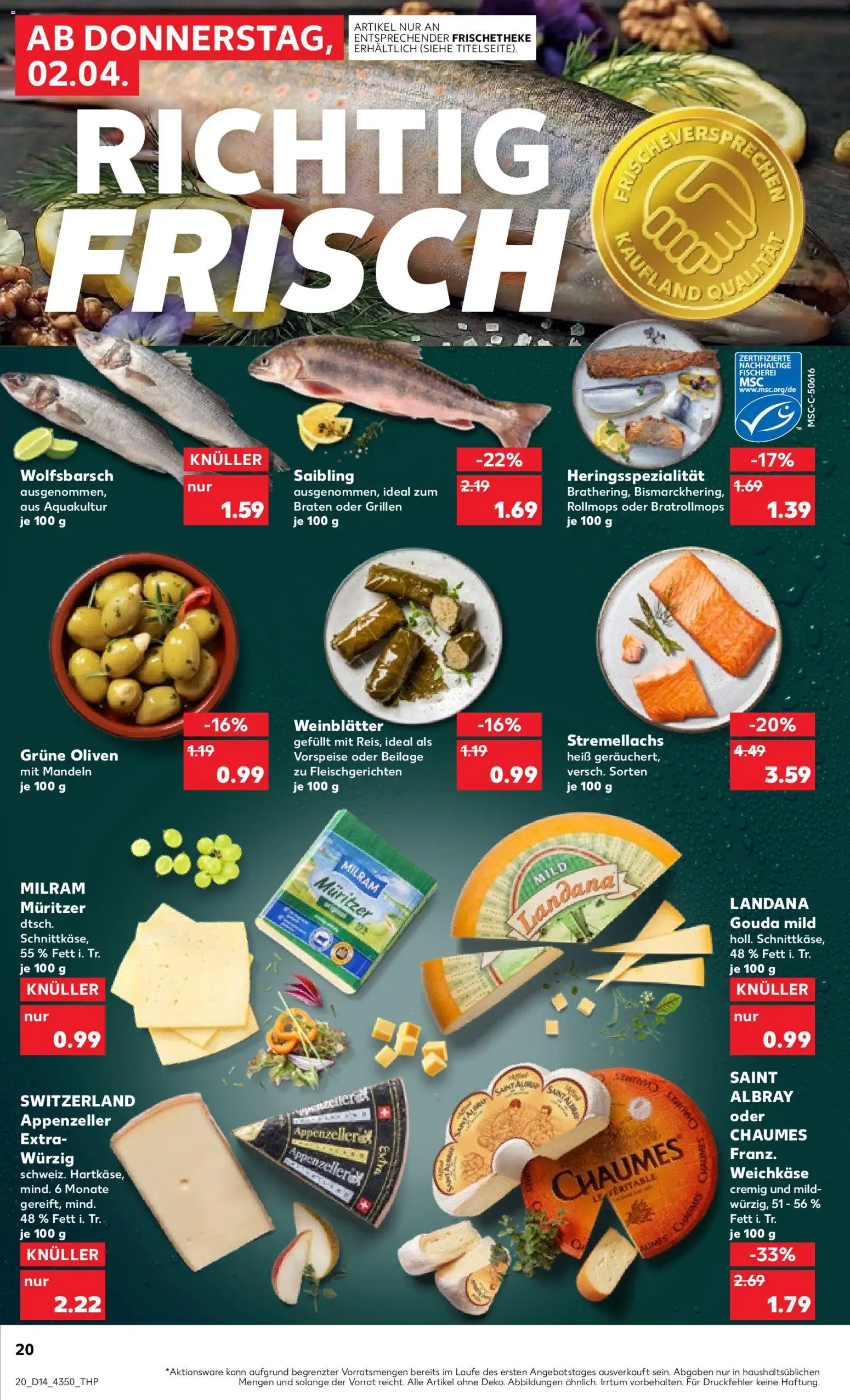 Kaufland Prospekt Potsdam	 – gültig ab 02.04.2026 | Seite: 20 | Produkte: Gouda, Mandeln, Milram