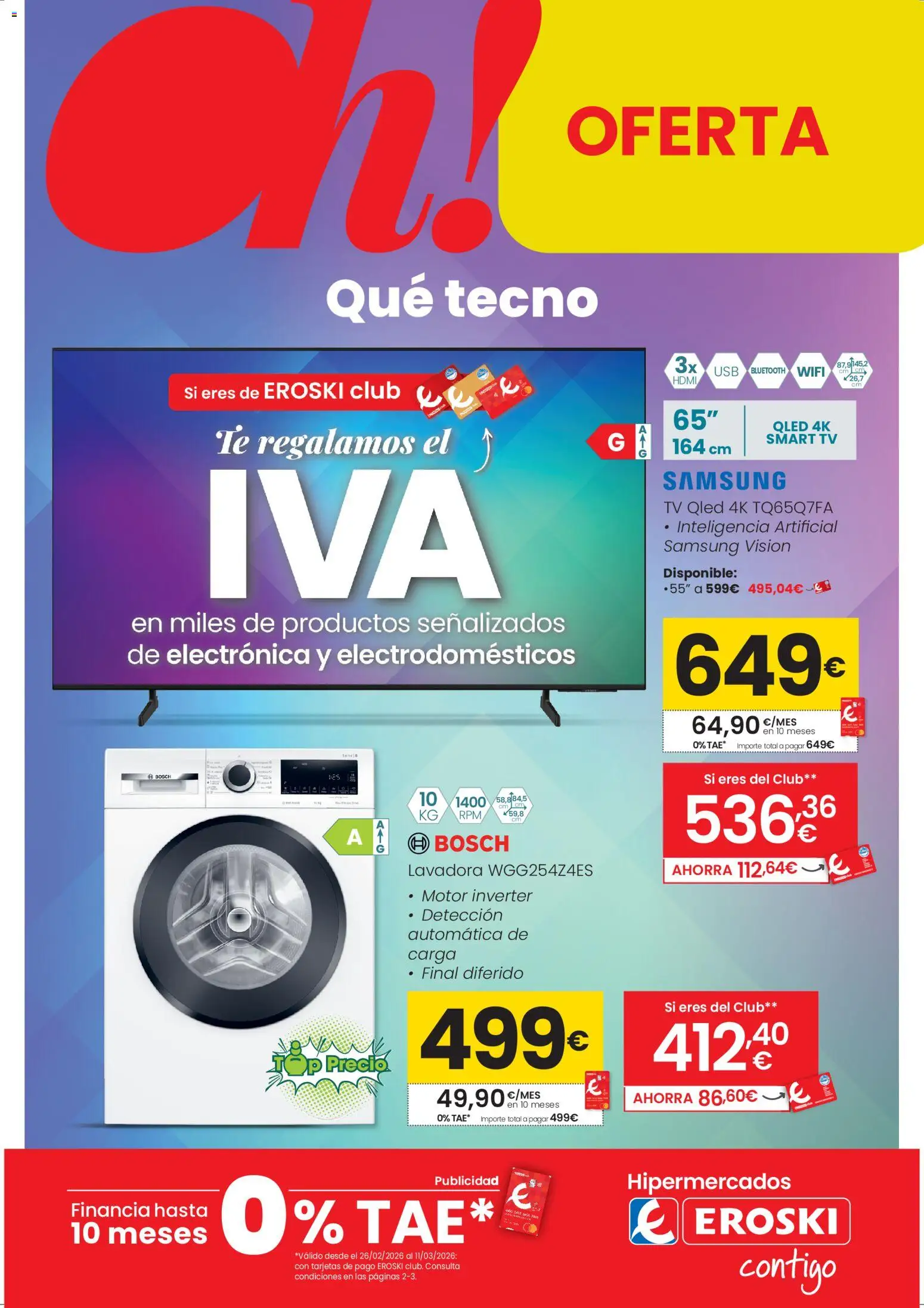 Eroski - Oh Qué tecno │ válido desde el 26.02.2026 | Página: 1 | Productos: Té, Lavadora