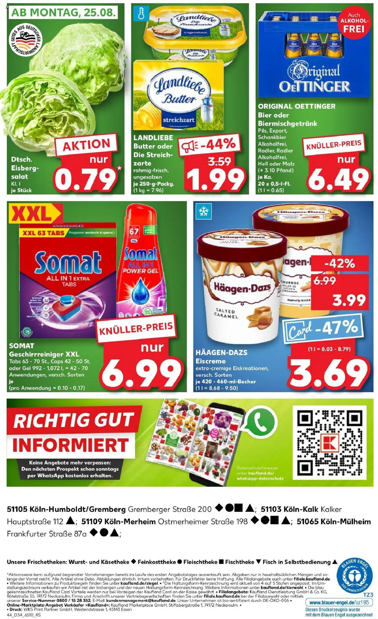 Kaufland prospekt Köln	 - gültig ab dem 21.08.2025 | Seite: 44 | Produkte: Landliebe butter, Eiscreme, Fisch, Salat