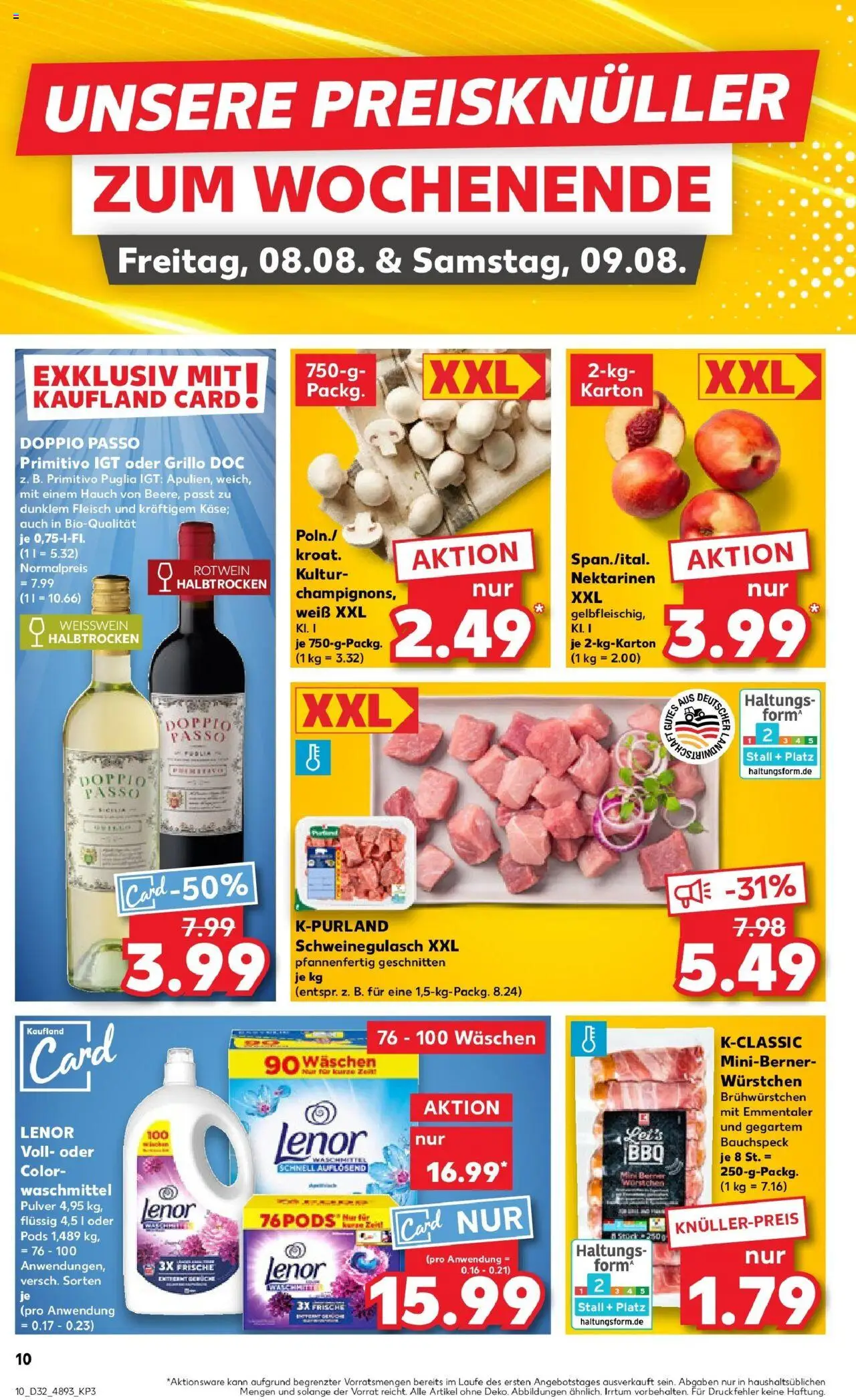 Kaufland prospekt Pasewalk	 - gültig ab dem 10.08.2025 | Seite: 23 | Produkte: Schweinegulasch, Lenor, Rotwein, Waschmittel