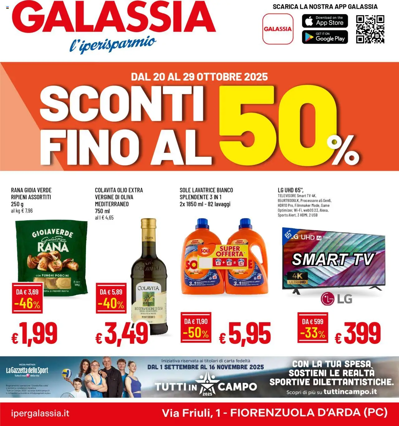 Volantino Galassia del 20.10.2025 | Pagina: 1 | Prodotti: Funghi, Lavatrice, TV, Olio extra vergine