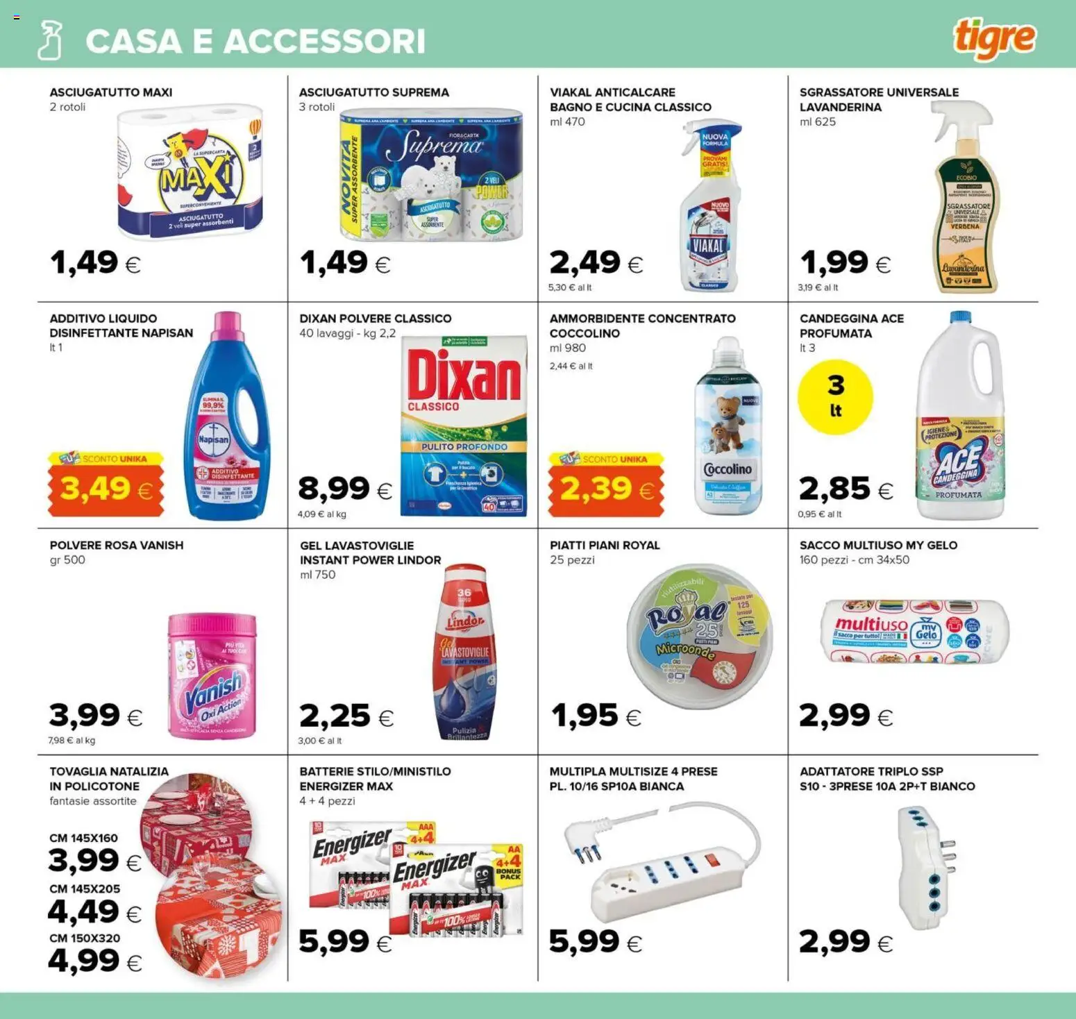 Volantino Tigre del 21.11.2025 | Pagina: 21 | Prodotti: Ammorbidente, Candeggina, Sgrassatore, Bagno
