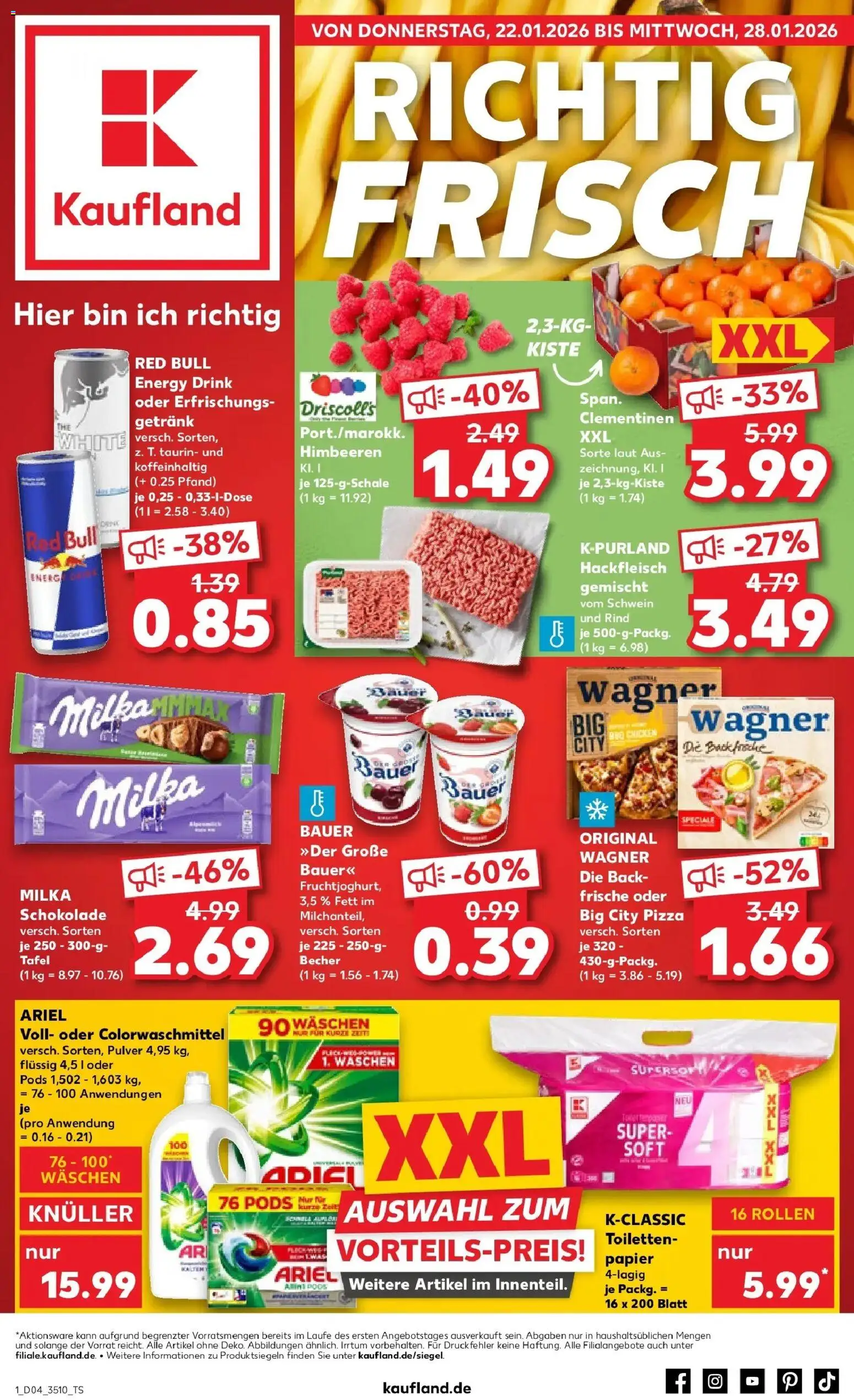 Kaufland prospekt Bad Langensalza	 – gültig ab 22.01.2026 | Seite: 3 | Produkte: Red bull, Energy, Schokolade, Pizza