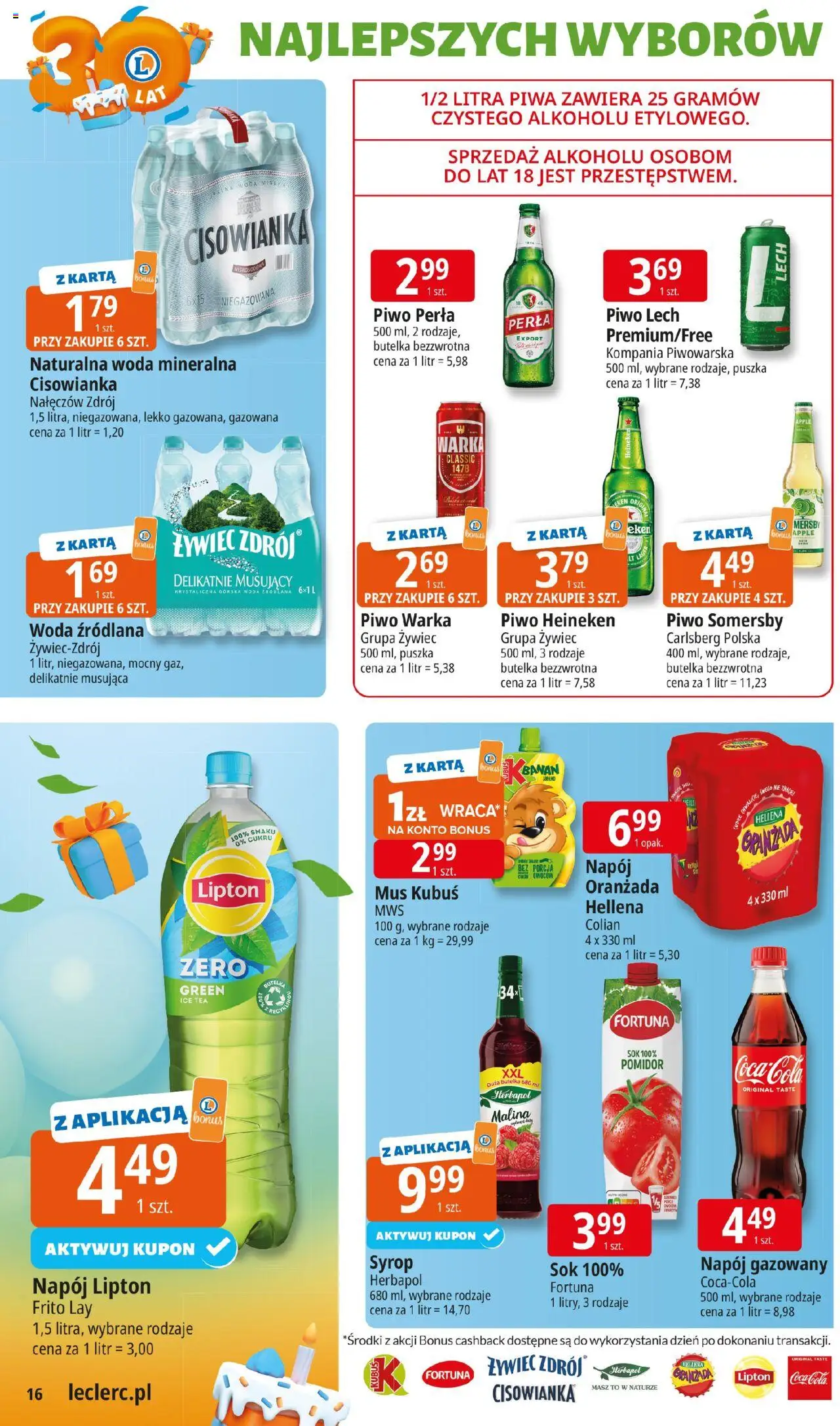 E.Leclerc Gazetka od 22.09.2025 | Strona: 16 | Produkty: Karta, Warka, Piwo Warka, Heineken