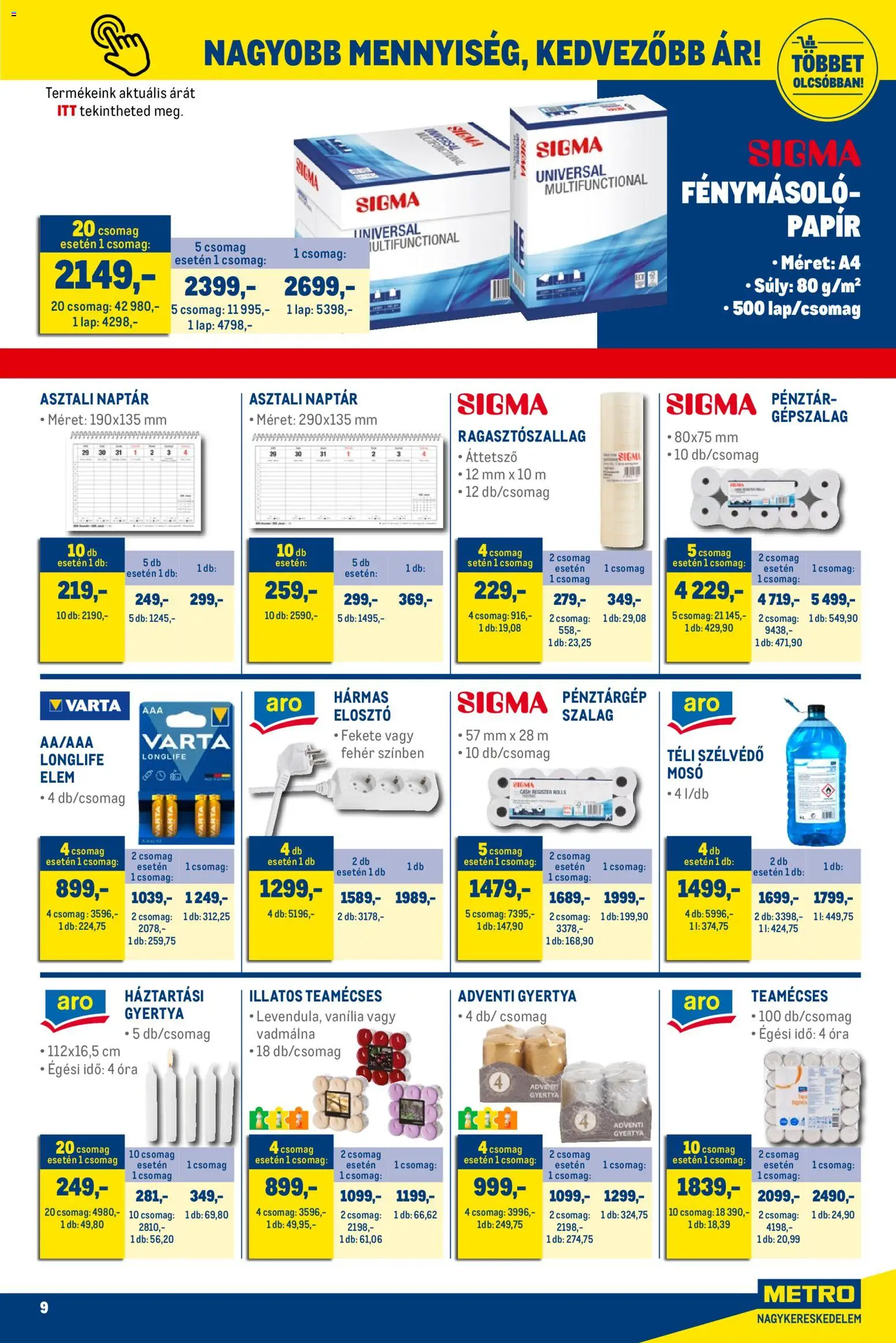 Metro akciós ujság - amely érvényes a következő dátumtól: 01.12.2025 | Oldal: 9 | Termékek: Gyertya, Teamécses, Óra