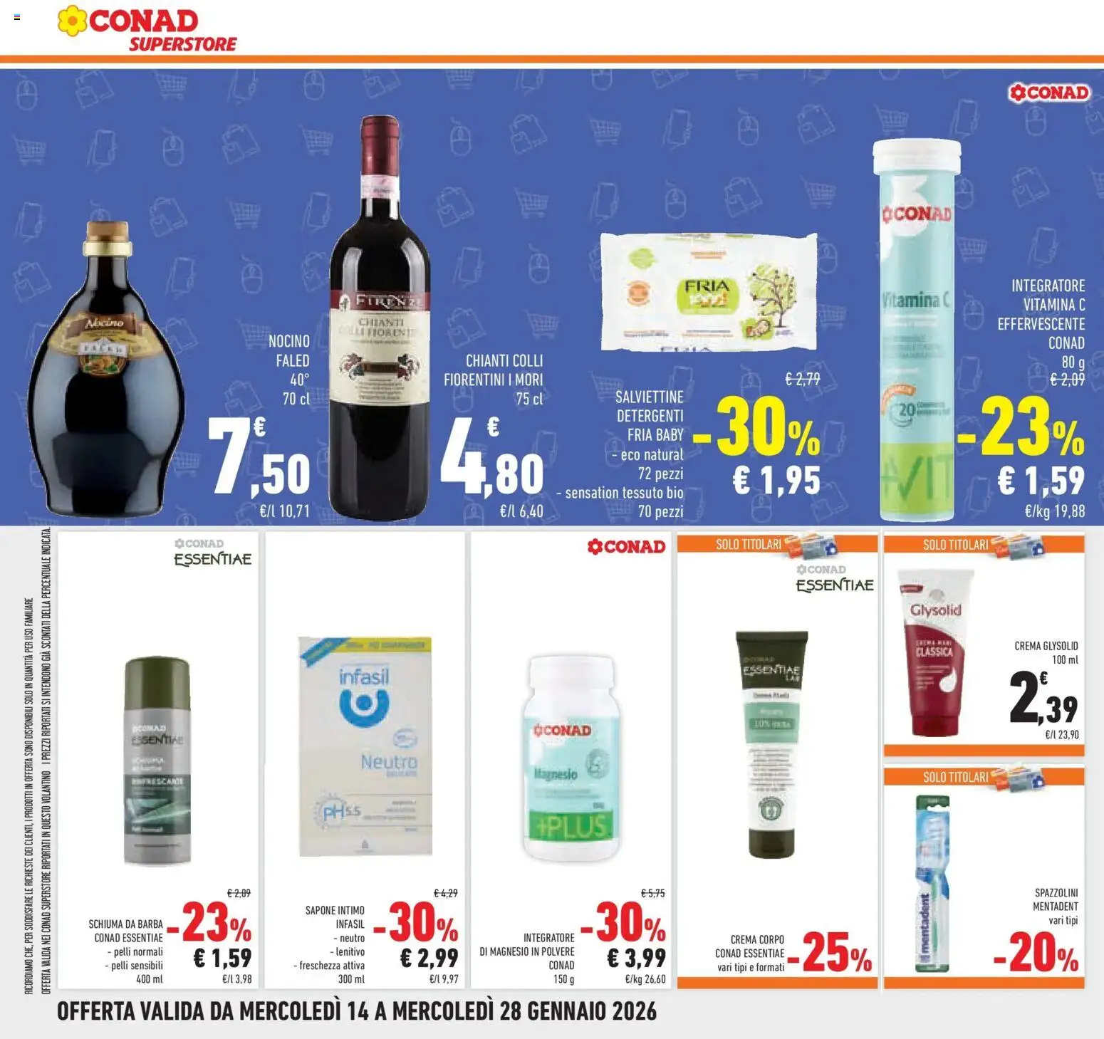 Volantino Conad del 14.01.2026 | Pagina: 18 | Prodotti: Crema, Schiuma da barba, Sapone, Intimo