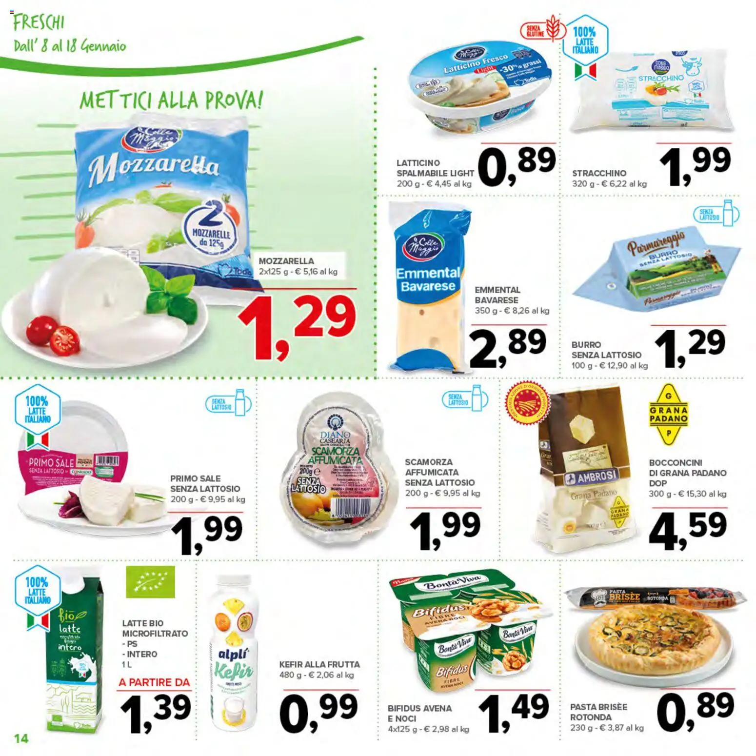 Volantino Todis del 08.01.2026 | Pagina: 14 | Prodotti: Sale, Mozzarella, Latte, Stracchino
