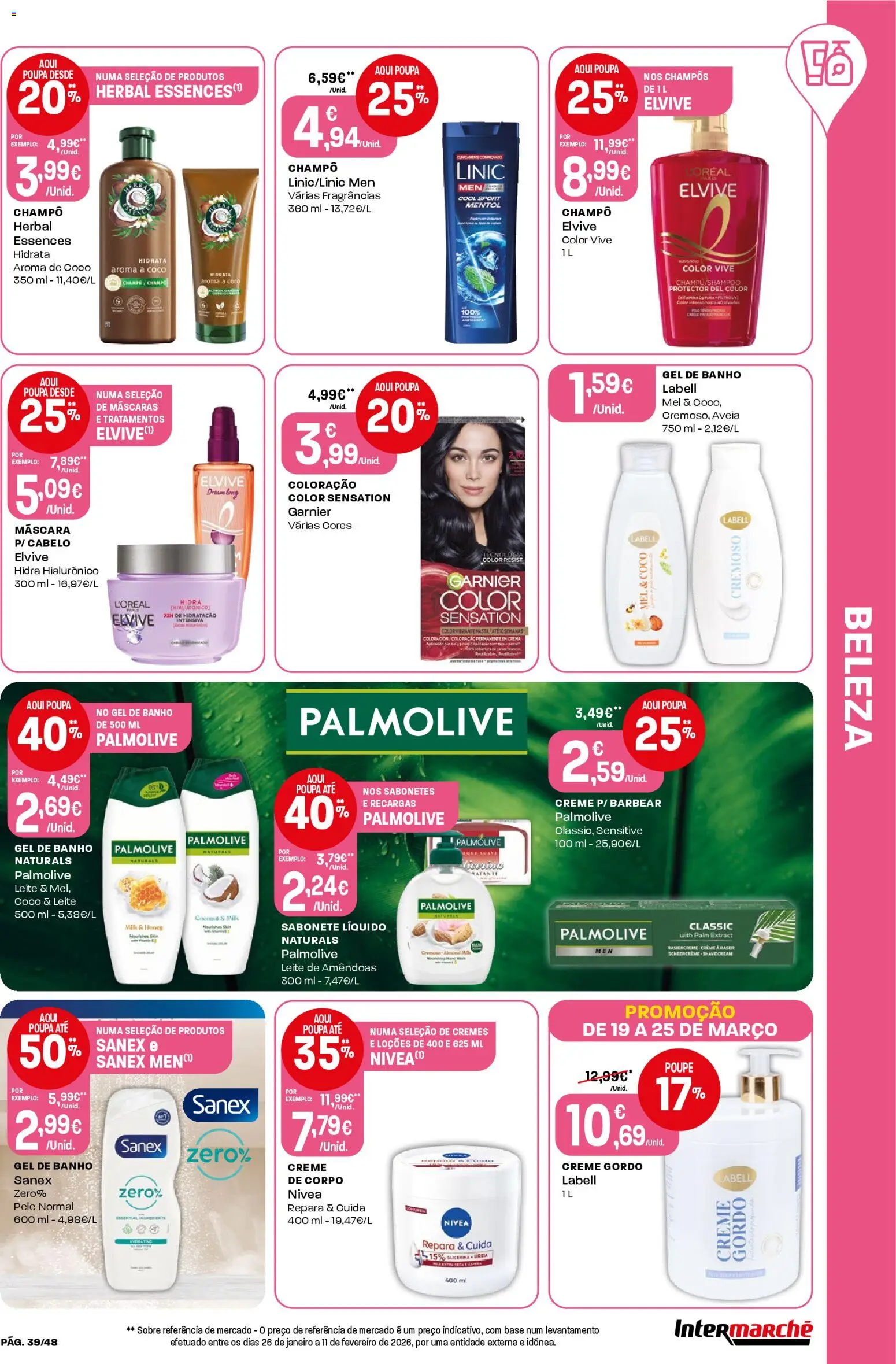 Intermarché folheto │ válido de 19.03.2026 | Página: 39 | Produtos: Sabonete líquido, Gel de banho, Leite, Creme
