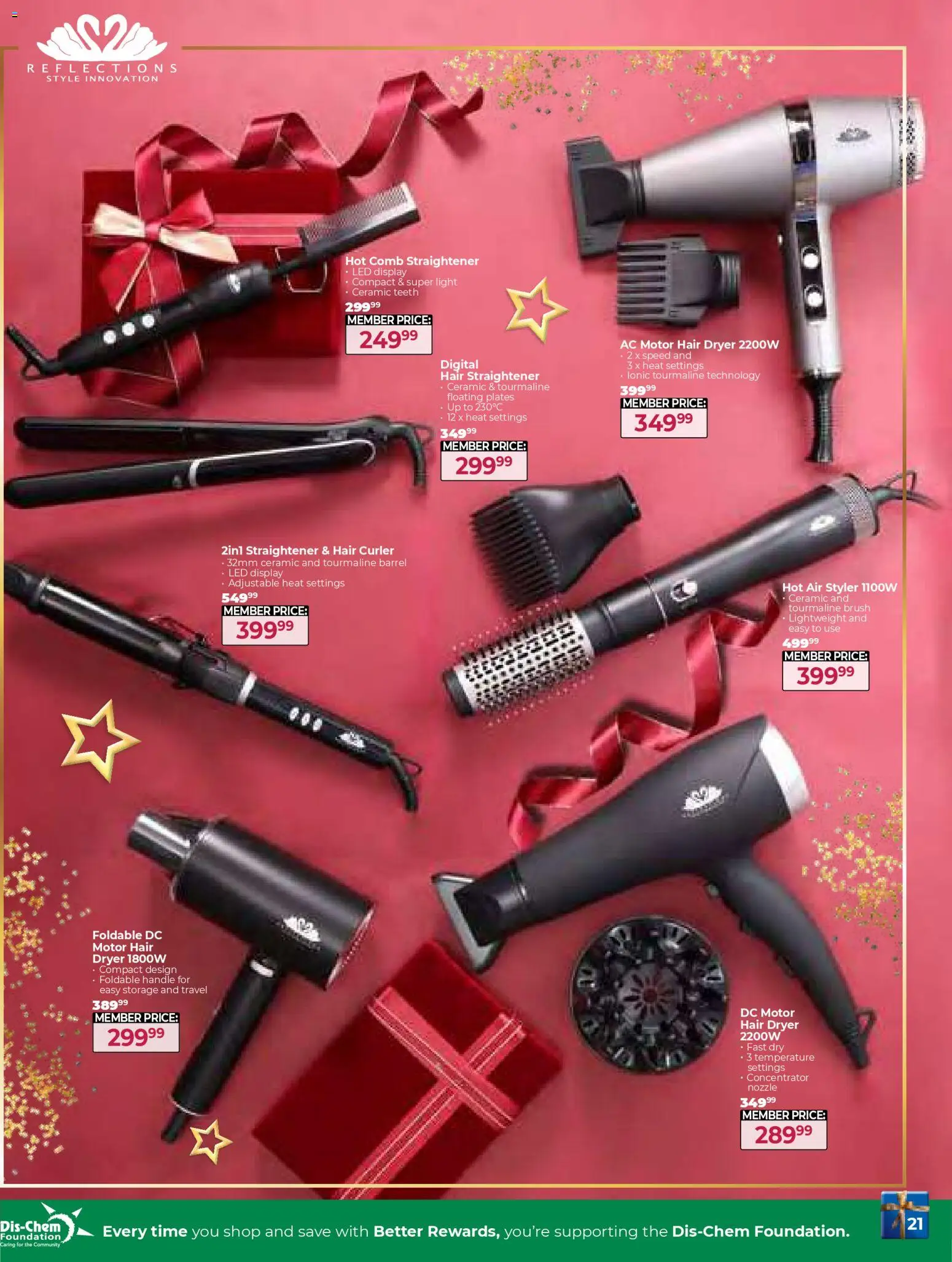 New Dis-Chem catalogue – valid from 25.11.2025 | Page: 21 | Products: Dryer, Hair dryer, Light, Foundation