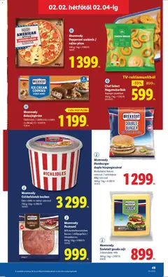 Mcennedy Hamburger, dupla húspogácsával Marhahúsos borsos szósszal / sertéshúsos BBQ-szósszal 300 g; 1 kg = 4330 Ft - amely érvényes a következő dátumtól: 29.01.2026 | Oldal: 49