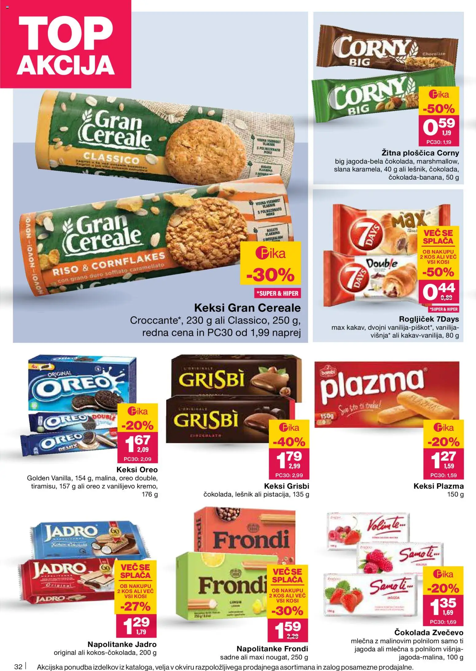 Novi Mercator katalog ponudbe – veljaven od 20.11.2025 | Stran: 32 | Izdelki: Napolitanke, Keksi, Kos, Cokolada