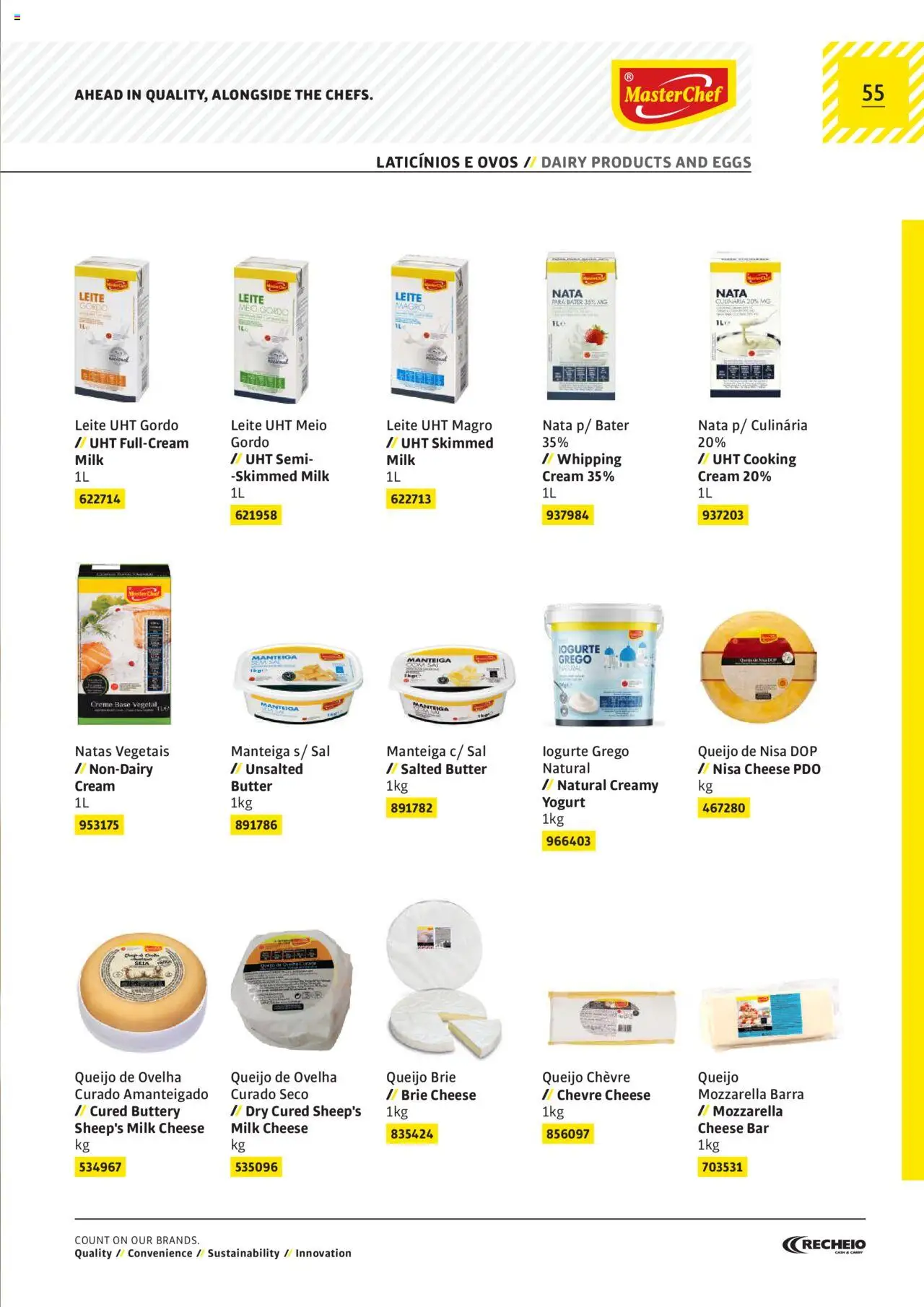 Recheio AS NOSSAS MARCAS │ válido de 19.12.2023 | Página: 55 | Produtos: Leite, Manteiga, Queijo, Nata