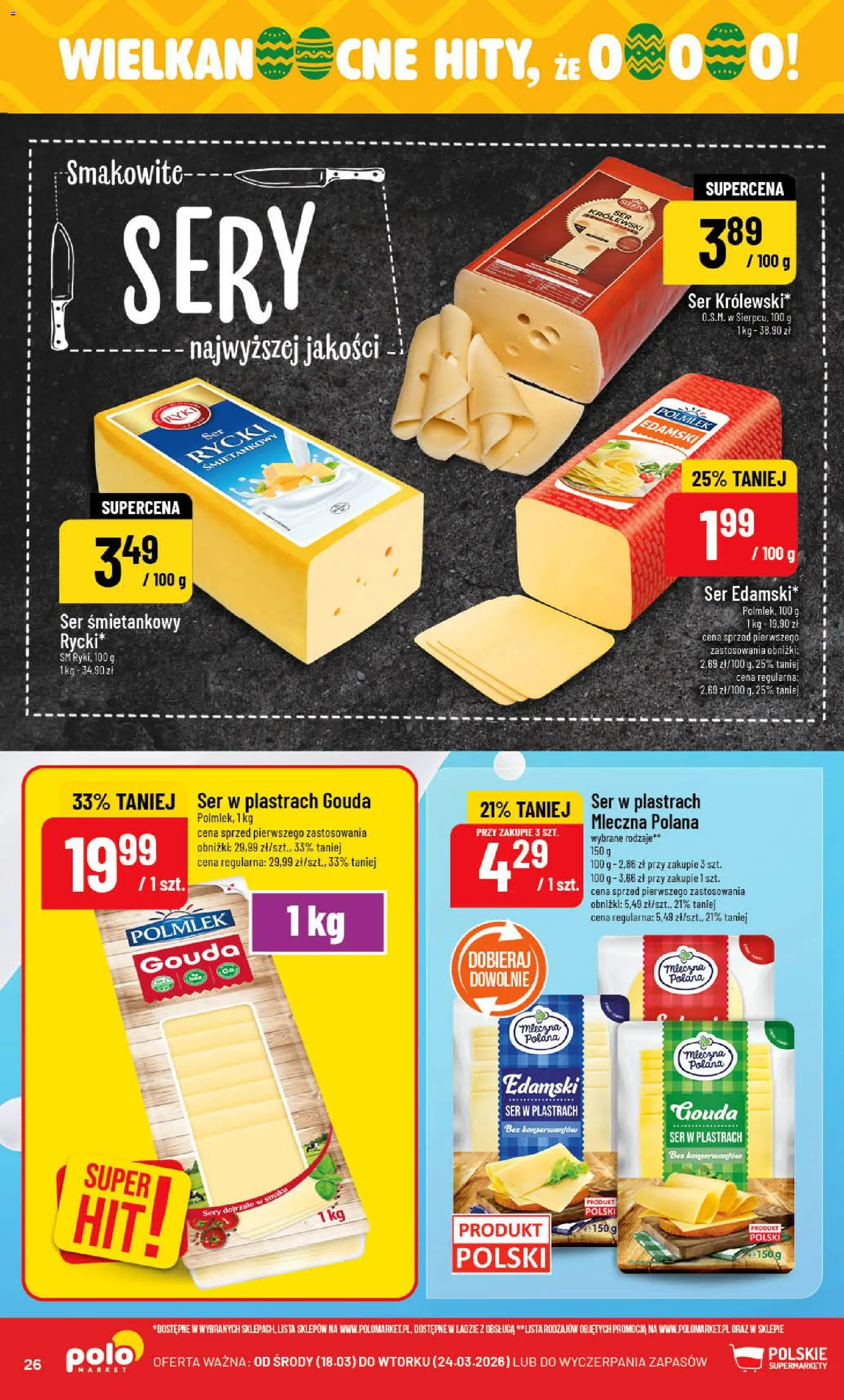 POLOmarket gazetka od 18.03.2026 | Strona: 26 | Produkty: Sery, Ser