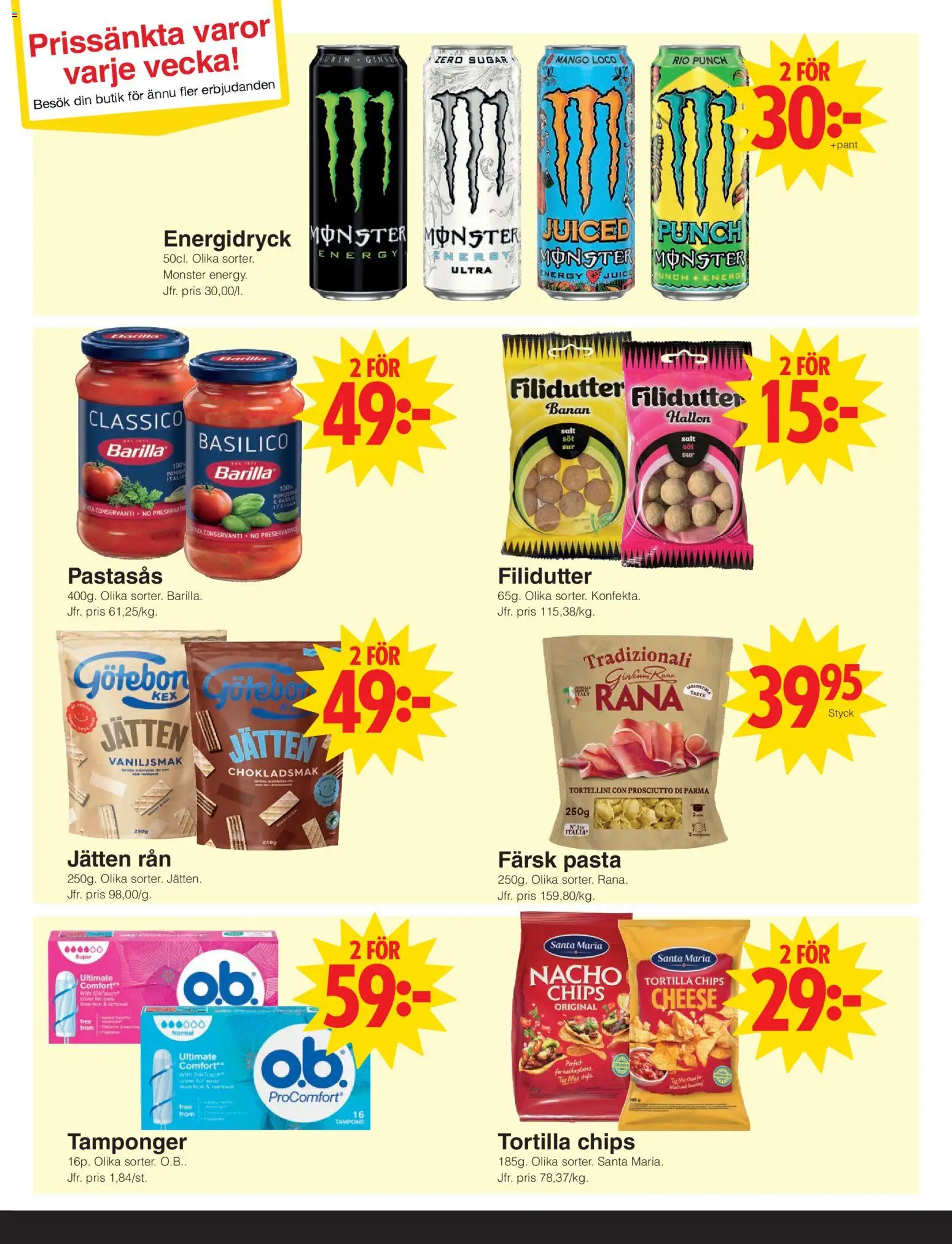 Matöppet reklamblad aktuell från 10.11.2025 | Sida: 3 | Produkter: Tortilla, Pasta, Mango, Hallon