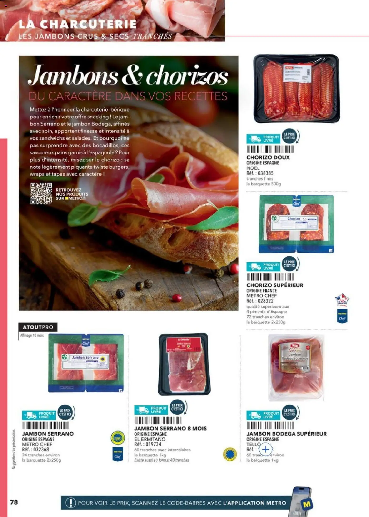 {H1} | Page: 78 | Produits: Chorizo, Mais, Jambon, Livre