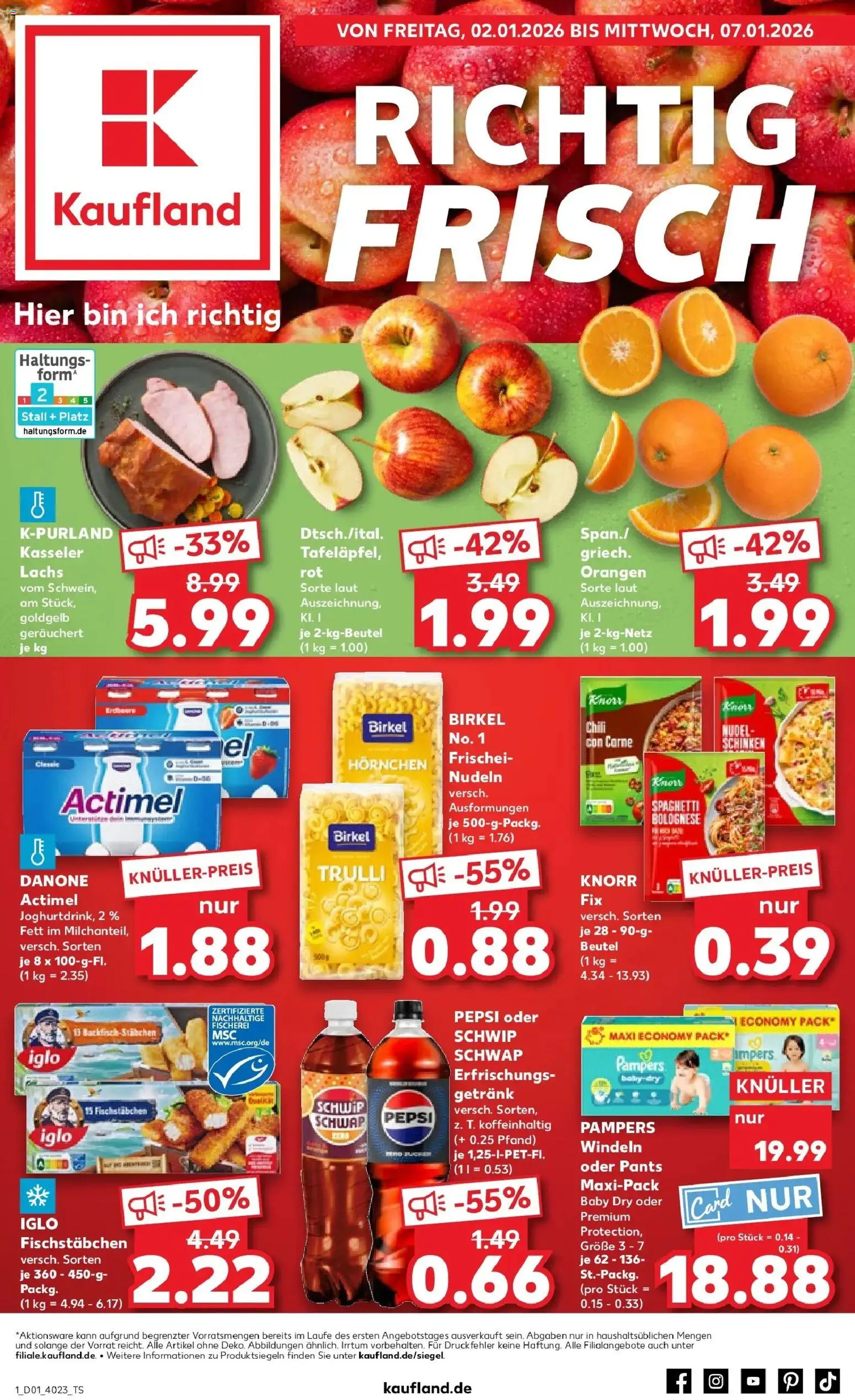 Kaufland prospekt Leinefelde-Worbis	 – gültig ab 02.01.2026 | Seite: 1 | Produkte: Iglo, Pampers, Orangen, Pepsi