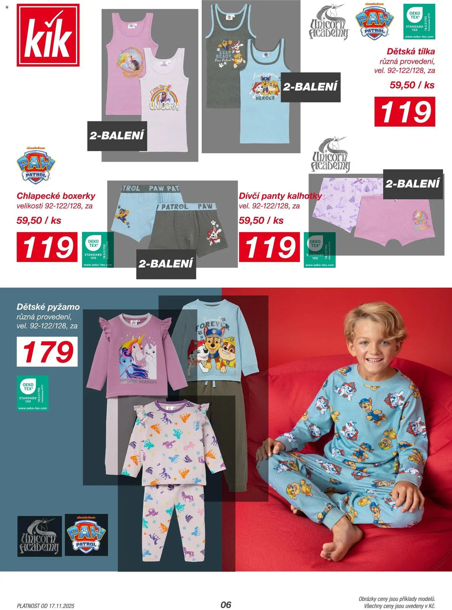 Kik Black Friday od 17.11.2025 | Strana: 6 | Produkty: Kalhotky, Pyžamo, Boxerky, Dětské pyžamo