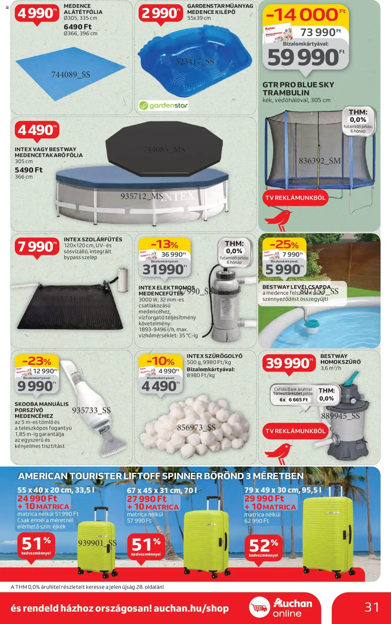 Auchan akciós ujság - amely érvényes a következő dátumtól: 19.06.2025 | Oldal: 31 | Termékek: Bőrönd, Tömlő, TV, Medence