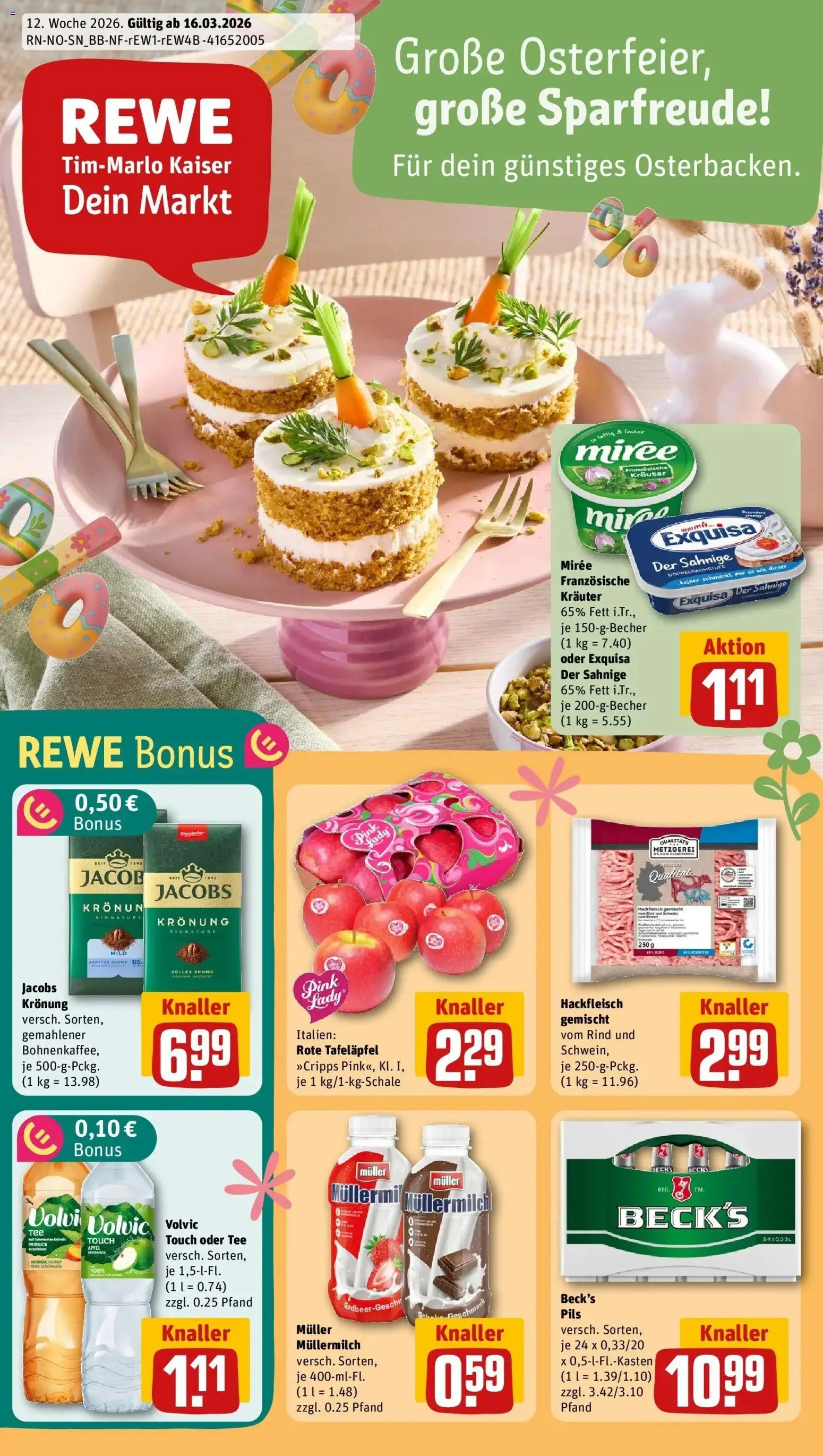 Rewe Prospekt Wolfsburg	 – gültig ab 15.03.2026 | Seite: 1 | Produkte: Volvic touch, Tee, Volvic, Muller mullermilch
