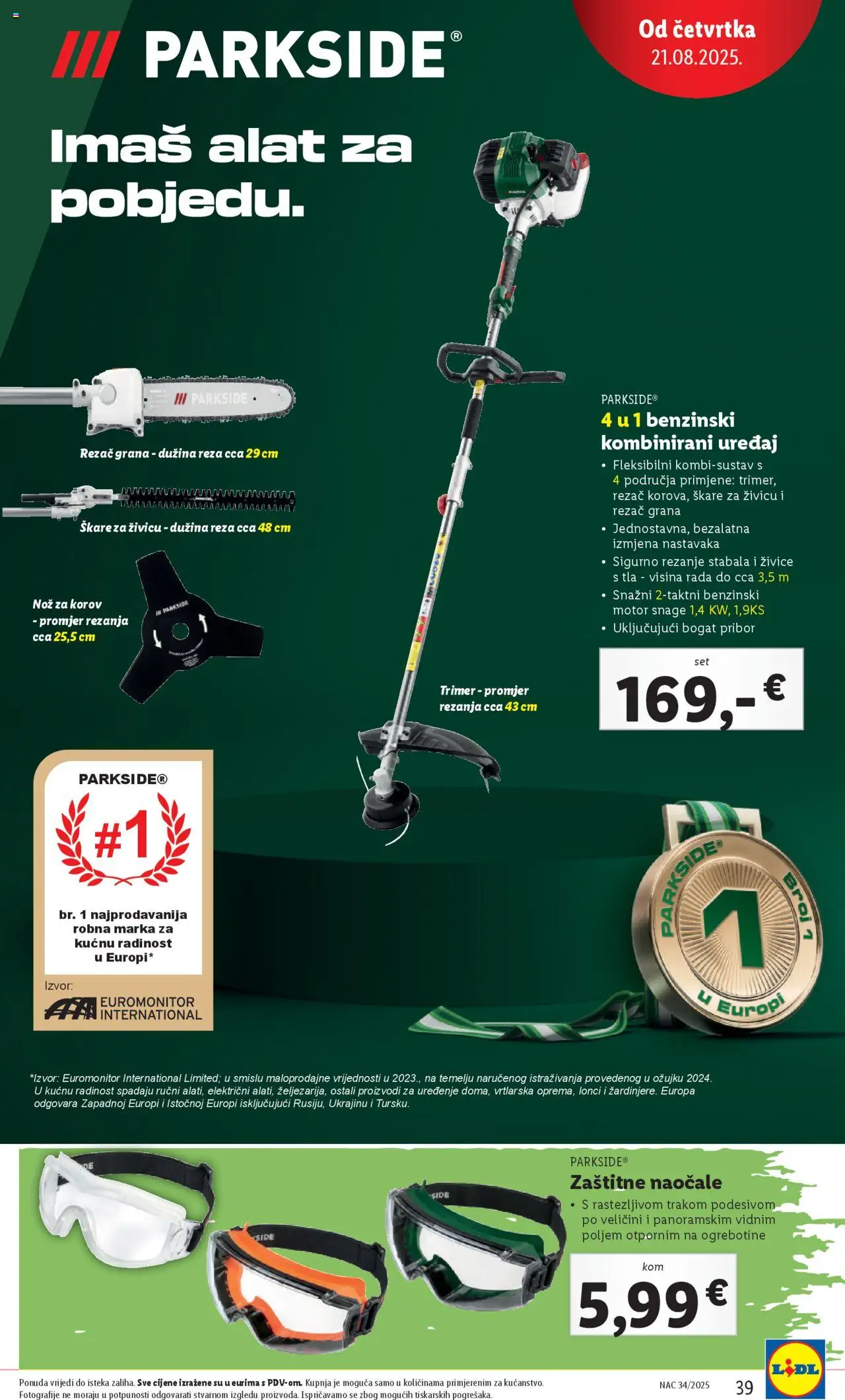 Lidl katalog | vrijedi od 18.08.2025 | Stranica: 39 | Proizvodi: Alat, Trimer, Rezač, Parkside