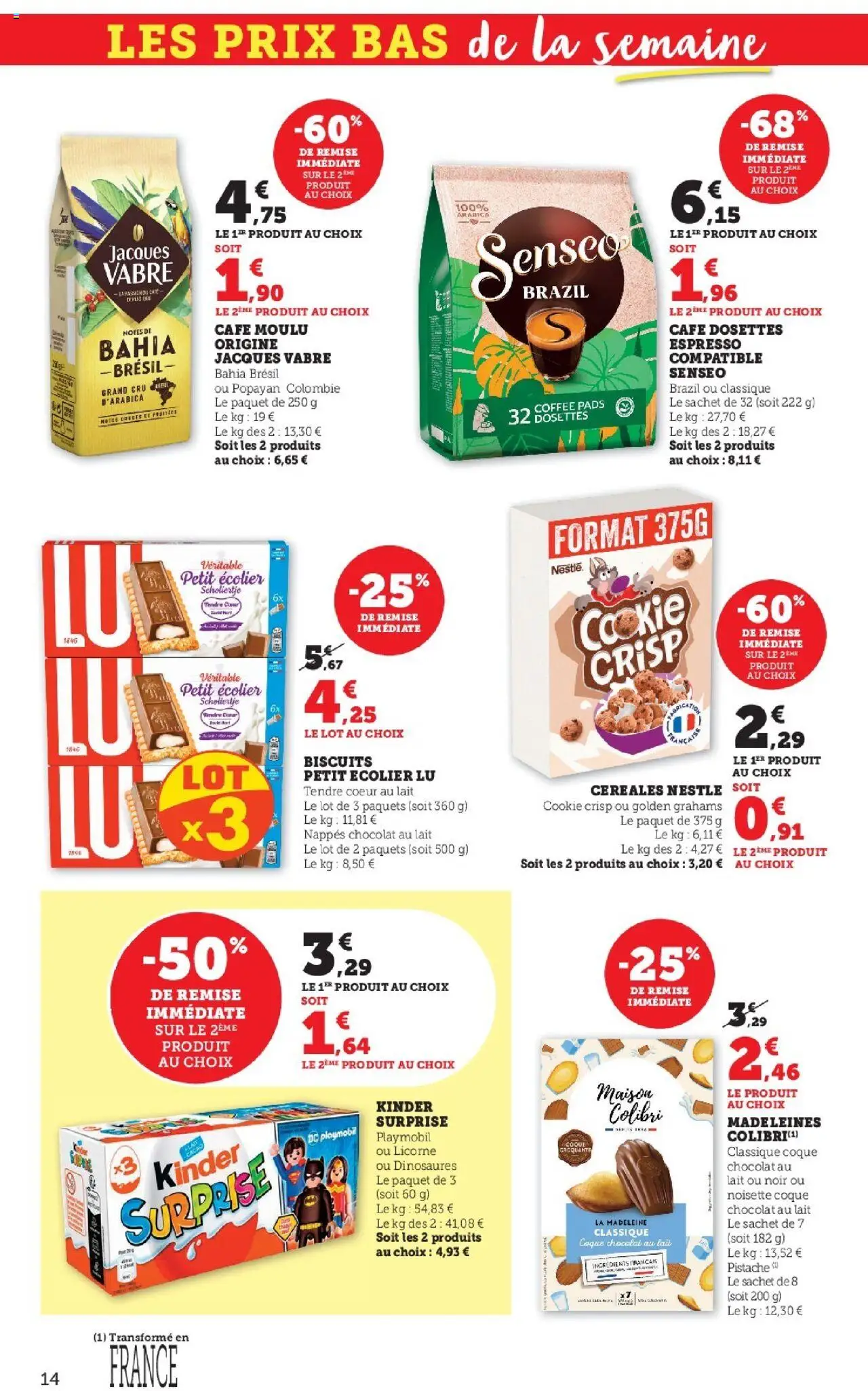 {H1} | Page: 14 | Produits: Noisette, Café moulu, Céréales, Biscuits