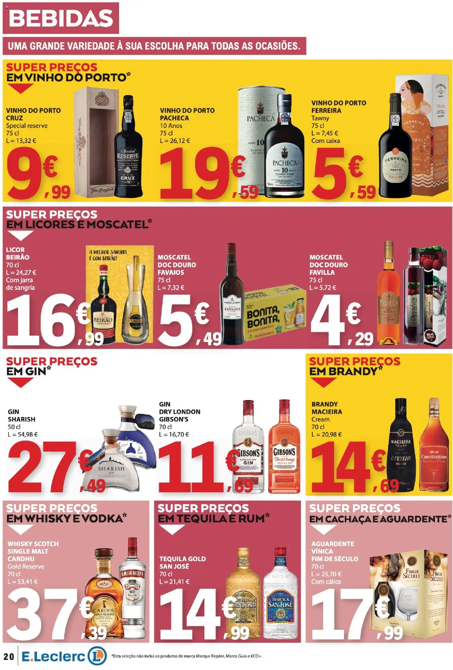 E.Leclerc folheto │ válido de 16.04.2026 | Página: 20 | Produtos: Whisky, Rum, Caixa, Vinho