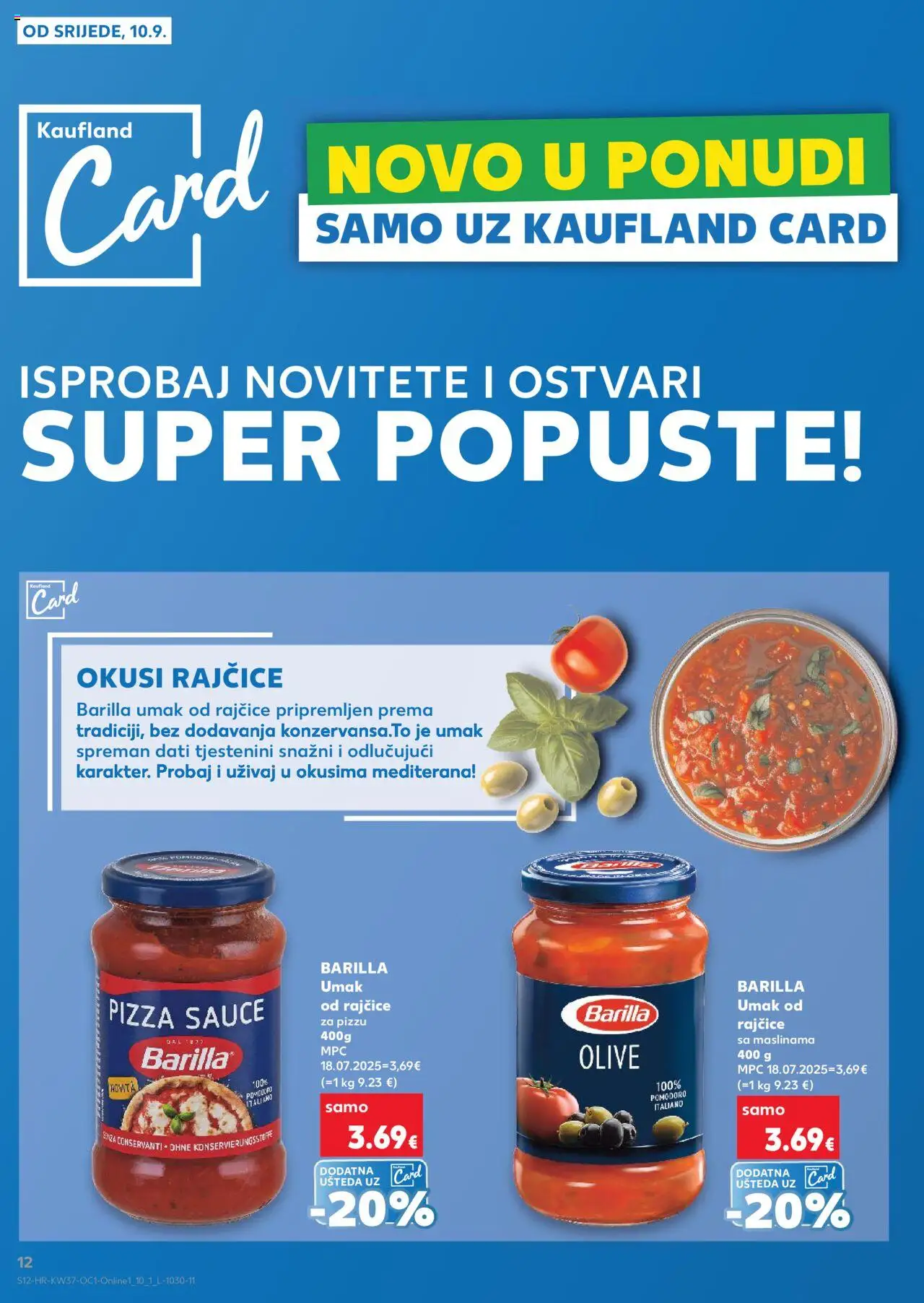 Kaufland katalog | vrijedi od 10.09.2025 | Stranica: 12 | Proizvodi: Pizza, Rajčice, Umak, Barilla