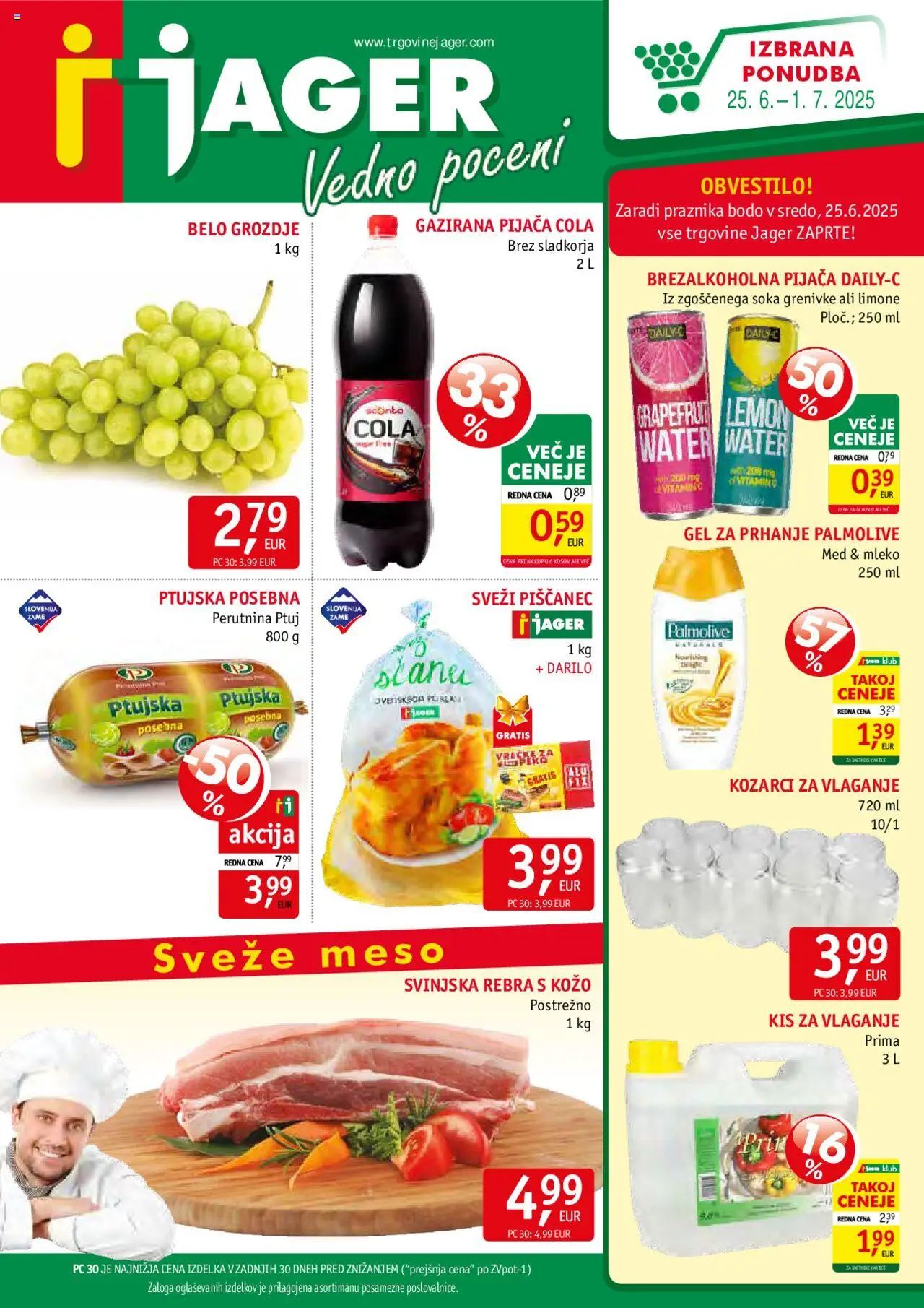 Jager katalog │ velja od 25.06.2025 | Stran: 1 | Izdelki: Grozdje, Gel za prhanje, Kis, Mleko