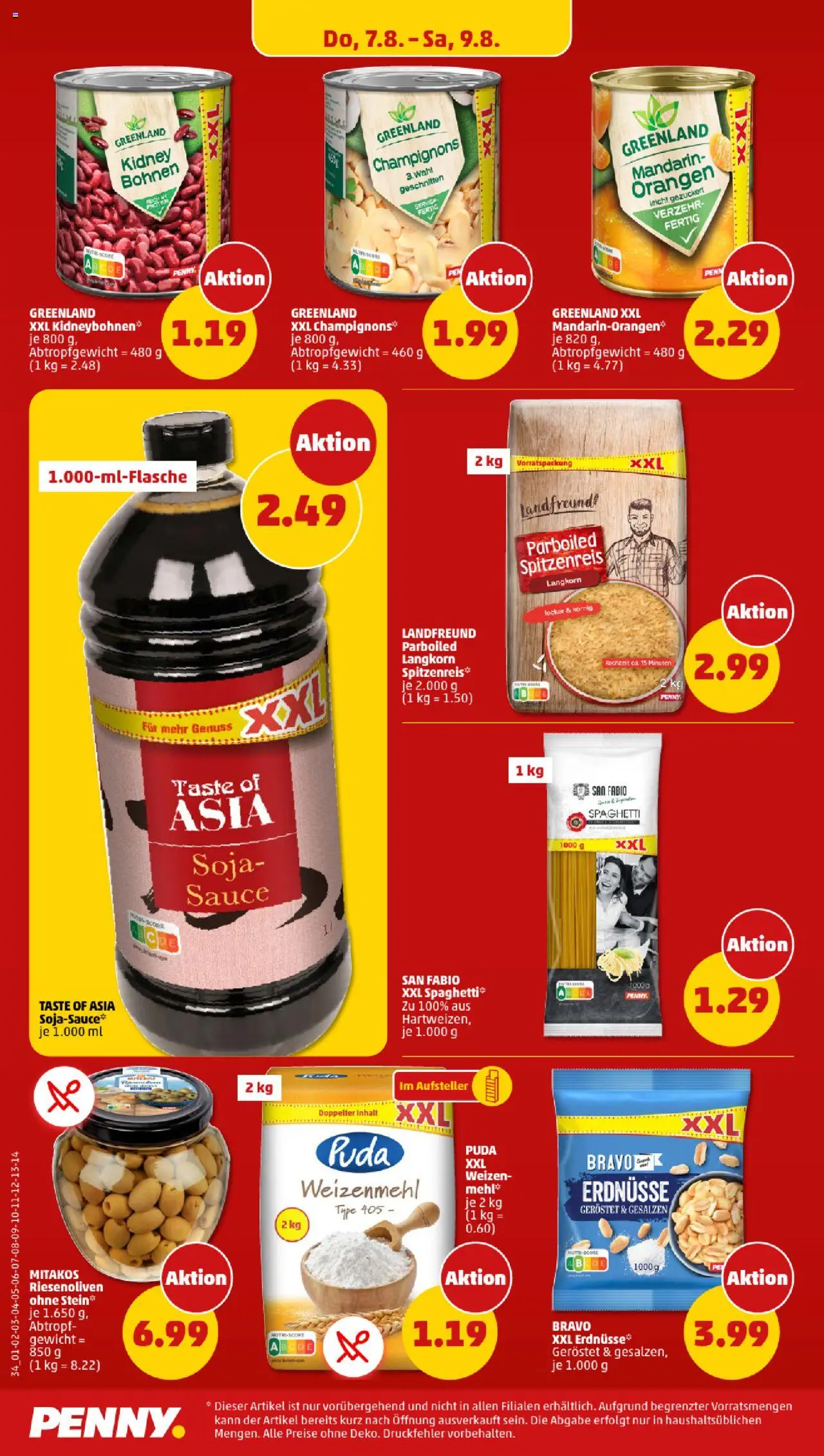 Penny Prospekt 	 - gültig ab dem 04.08.2025 | Seite: 34 | Produkte: Erdnüsse, Orangen, Weizenmehl, Champignons