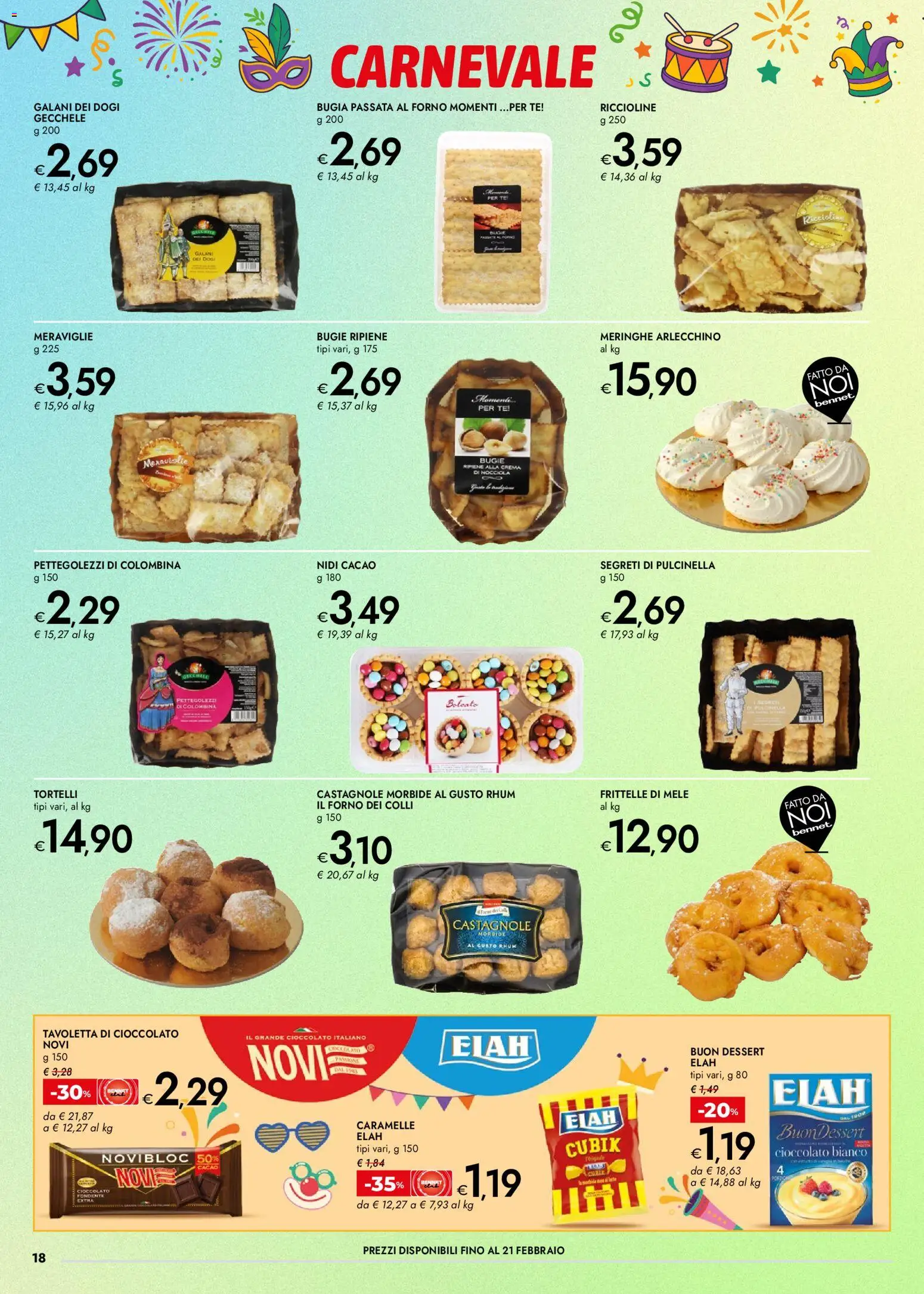 Volantino bennet del 29.01.2026 | Pagina: 18 | Prodotti: Crema, Cioccolato, Forno, Tortelli