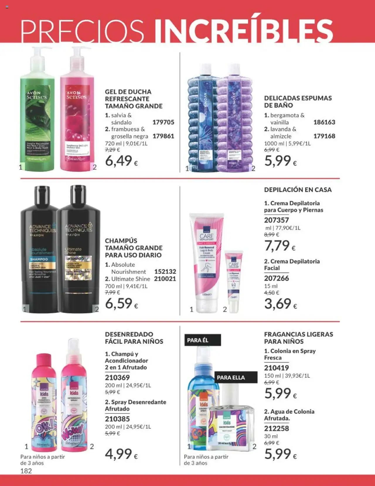 Catálogo AVON campaña 7 │ válido desde el 01.07.2025 | Página: 182 | Productos: Champú, Acondicionador, Crema depilatoria, Crema