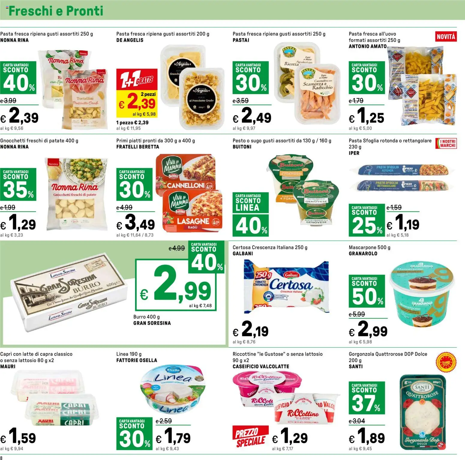 Volantino Iper del 12.02.2026 | Pagina: 8 | Prodotti: Pasta sfoglia, Ragú, Ricotta, Gorgonzola