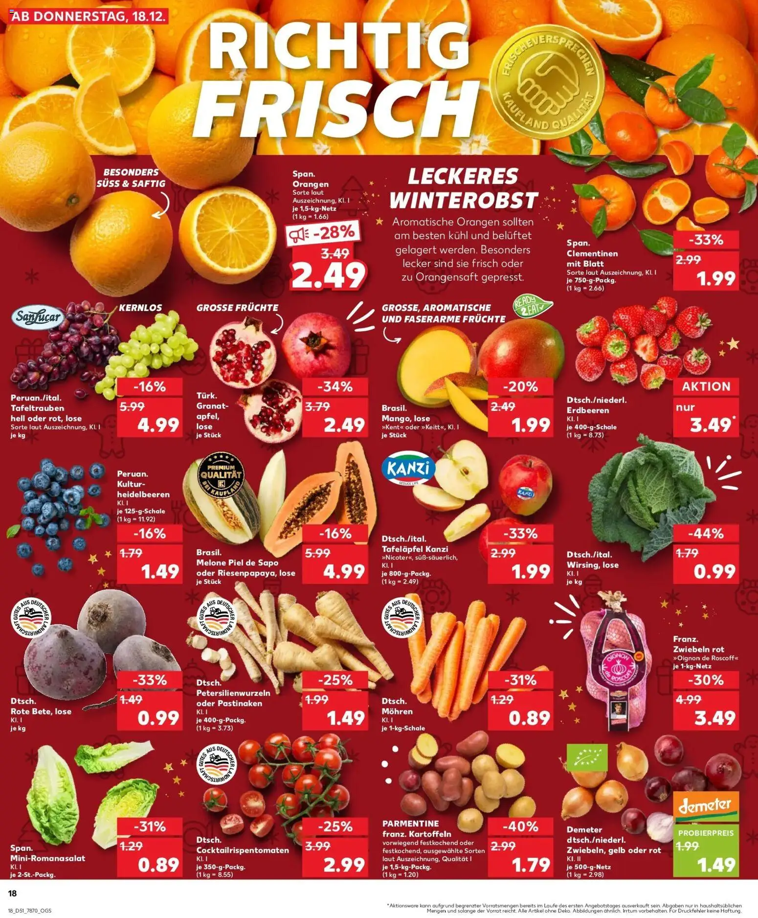 Kaufland prospekt Schorndorf	 – gültig ab 22.12.2025 | Seite: 18 | Produkte: Granatapfel, Orangensaft, Kartoffeln, Mango