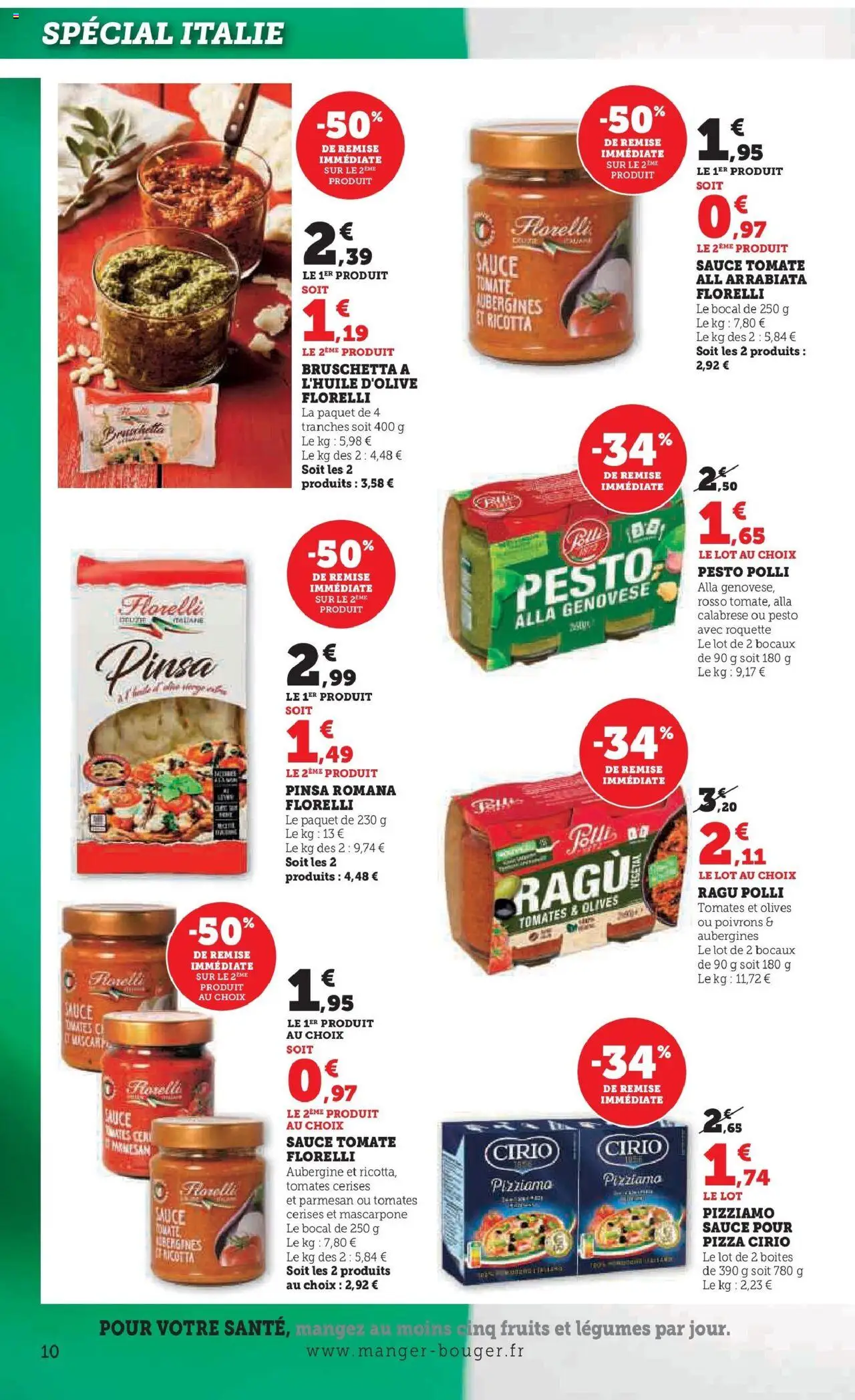 {H1} | Page: 10 | Produits: Aubergine, Pesto, Roquette, Tomates