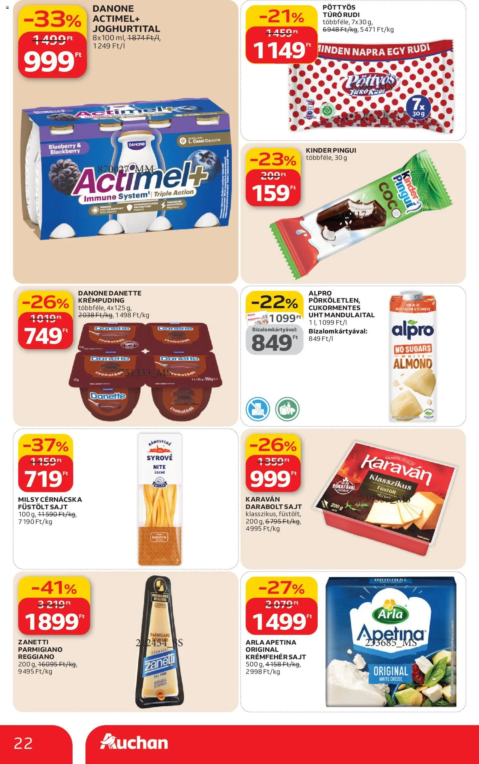 Auchan akciós ujság - amely érvényes a következő dátumtól: 19.02.2026 | Oldal: 22 | Termékek: Alpro, Füstölt sajt, Sajt, Csokoládé