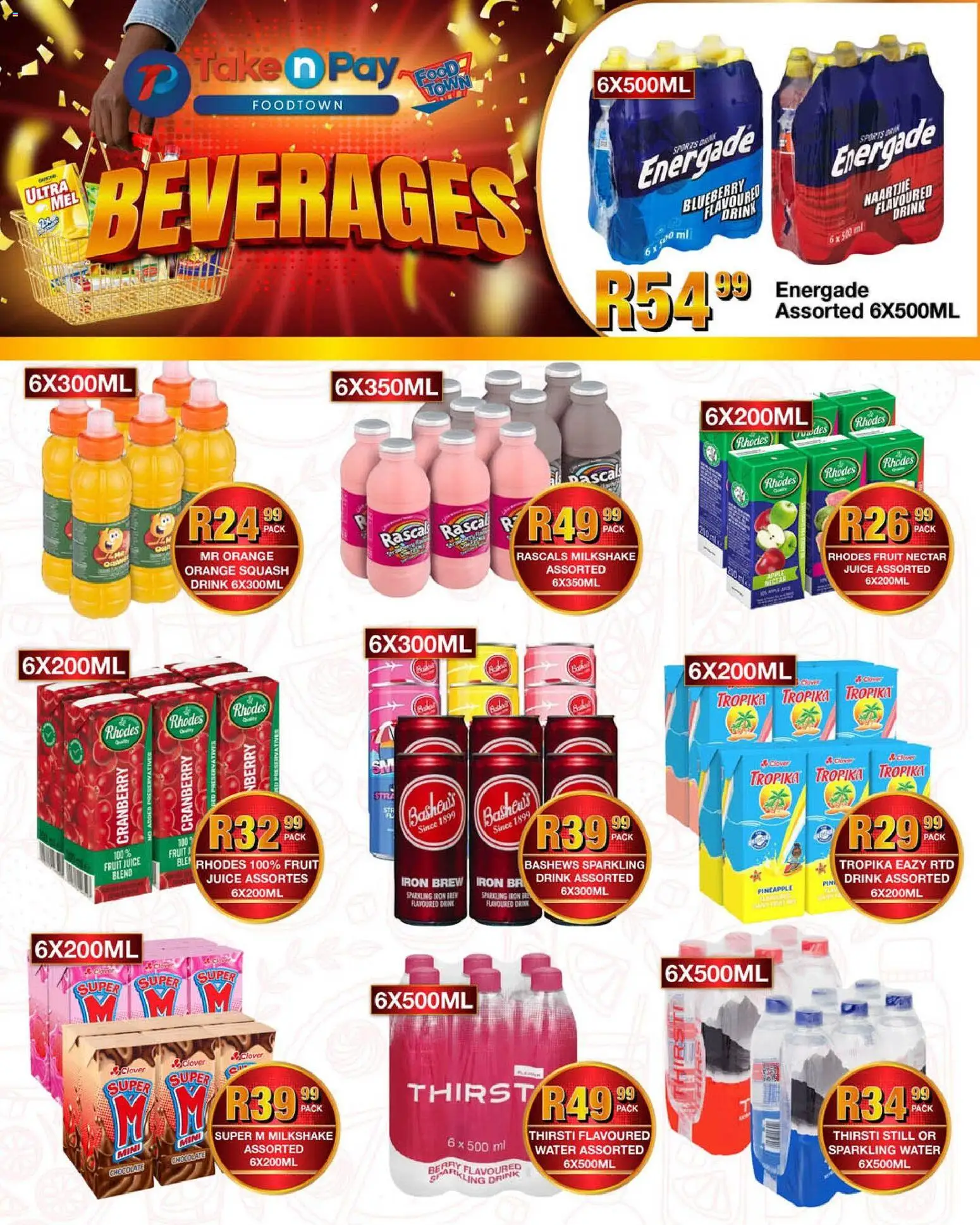 New Take n Pay catalogue – valid from 27.04.2026 | Page: 6 | Products: Squash, Juice, Water, Fruit