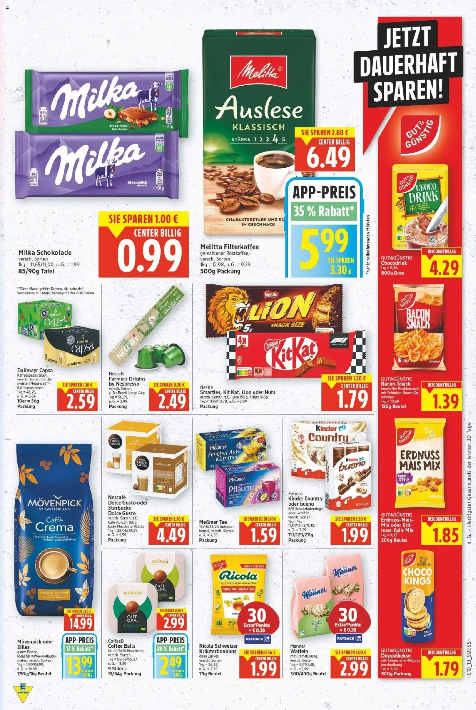 E center Prospekt Strausberg	 – gültig ab 02.03.2026 | Seite: 13 | Produkte: Milka schokolade, Zucker, Tee, Kinder country