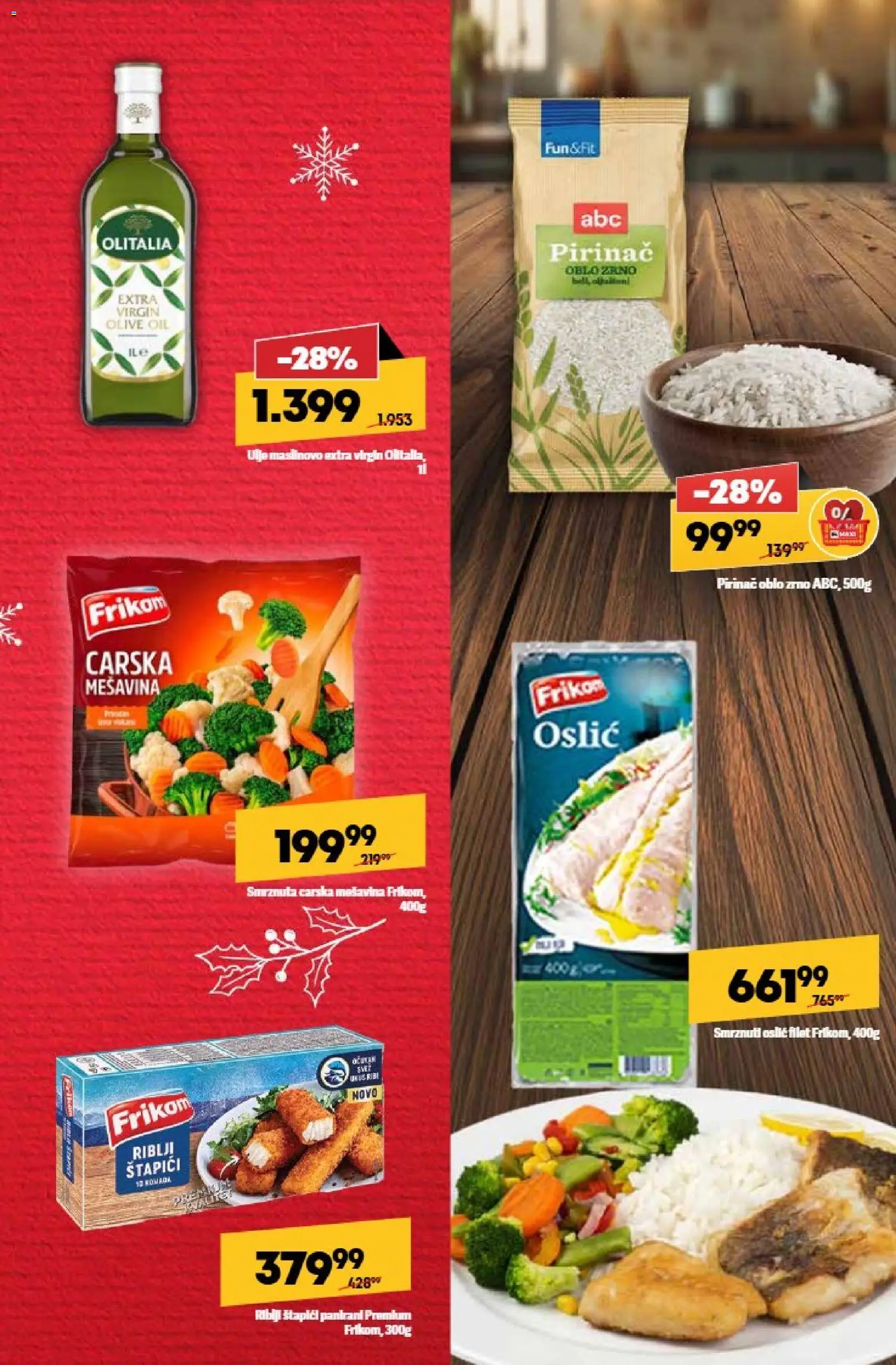 Maxi katalog - važi od 22.12.2025 | Strana: 19 | Proizvode: Riblji štapići, Oslić, Ulje, Pirinač