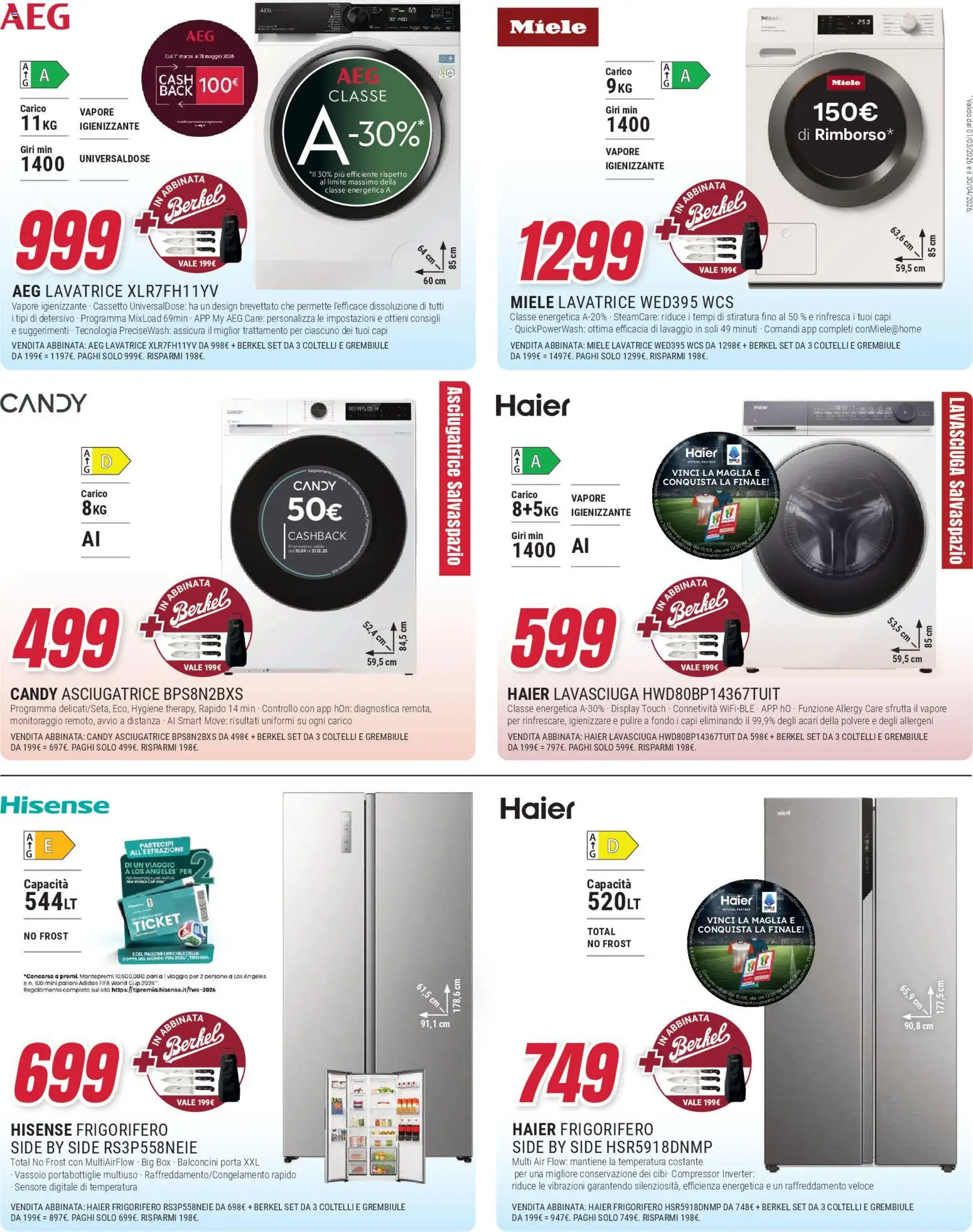 Volantino Trony del 09.04.2026 | Pagina: 9 | Prodotti: Frigorifero, Miele, Vassoio, Grembiule