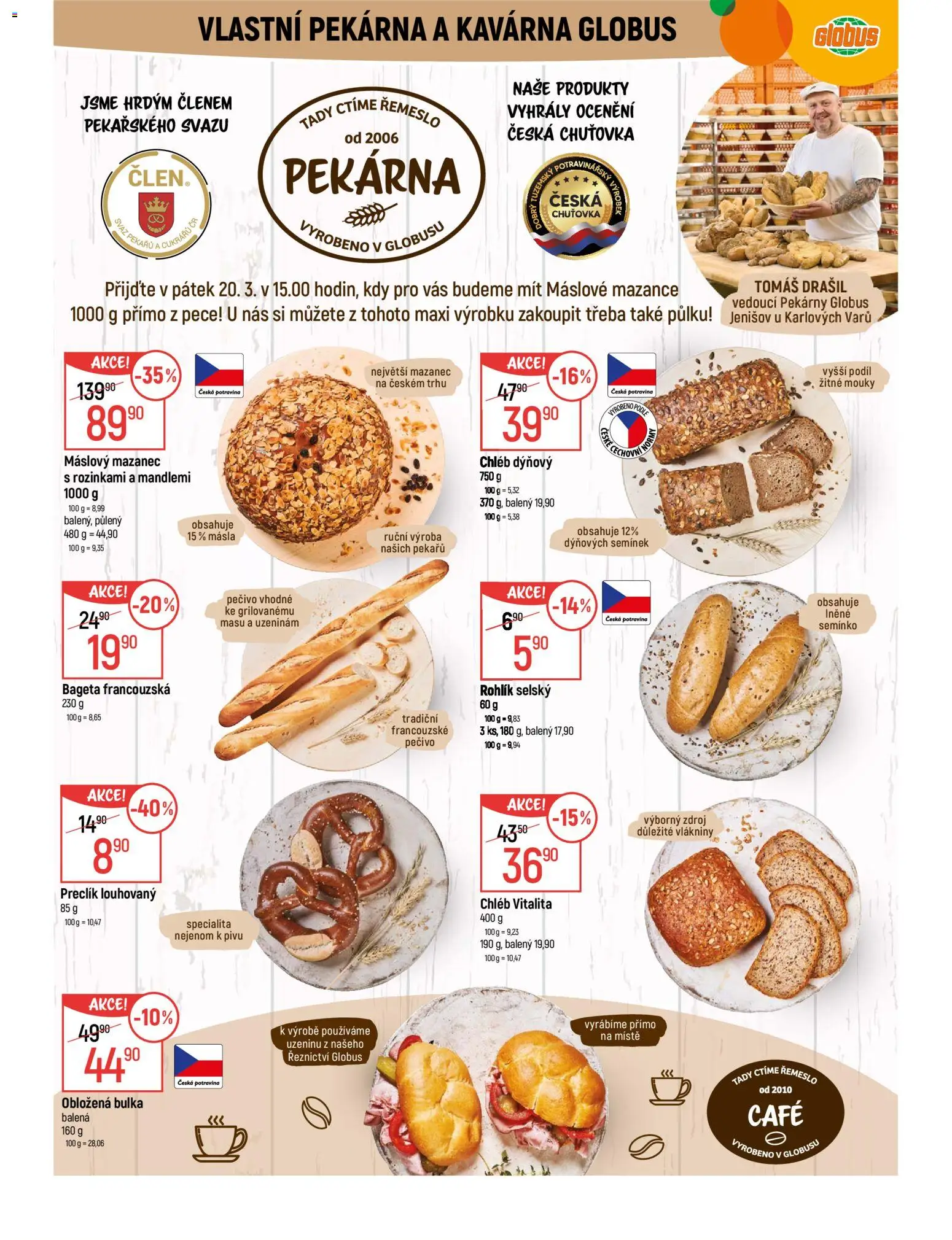 Globus leták - Karlovy Vary od 18.03.2026 | Strana: 6 | Produkty: Rohlík, Pečivo, Lněné semínko, Bageta