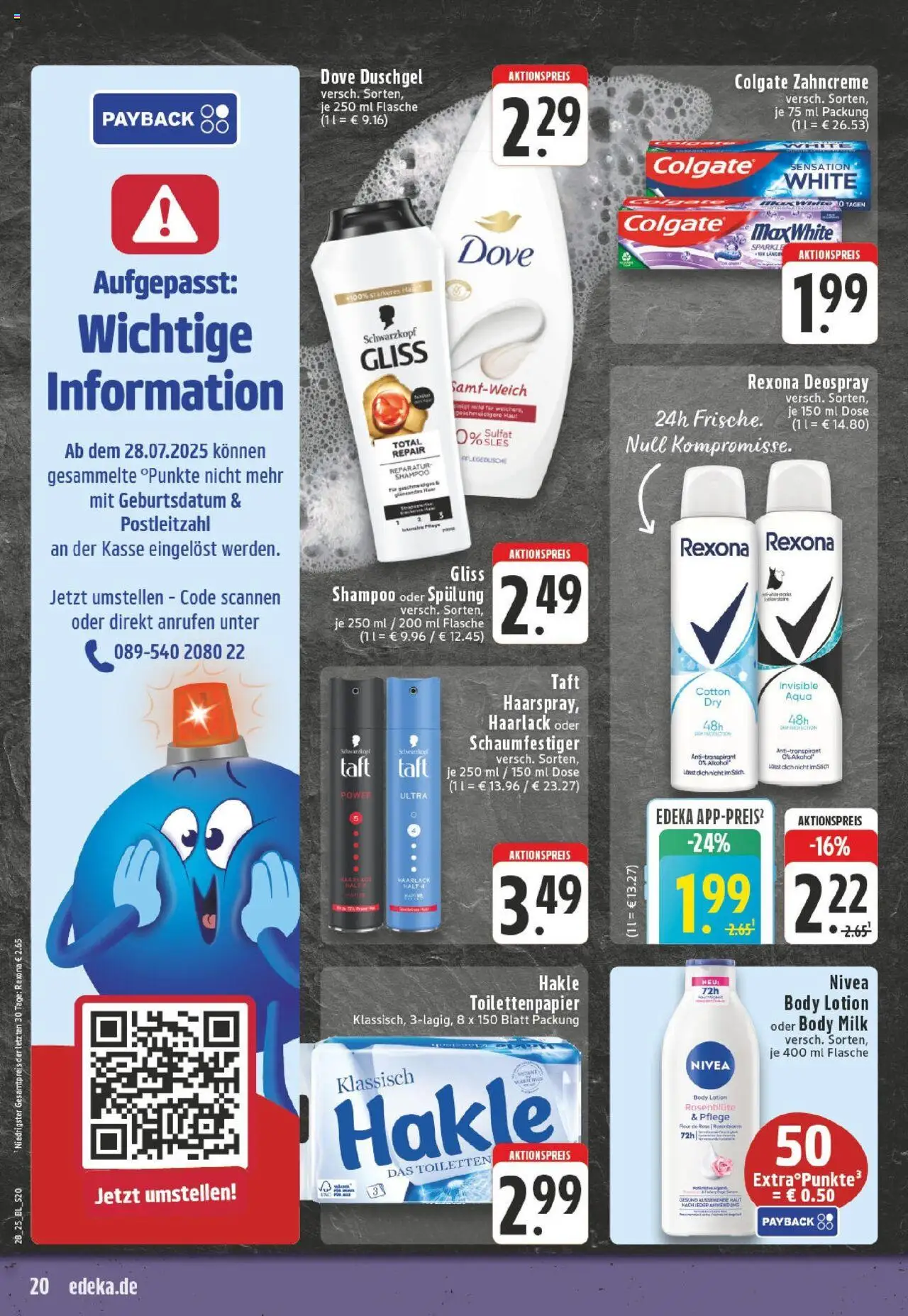 Edeka prospekt Dortmund	 - gültig ab dem 06.07.2025 | Seite: 20 | Produkte: Spülung, Body Lotion, Body Milk, Toilettenpapier