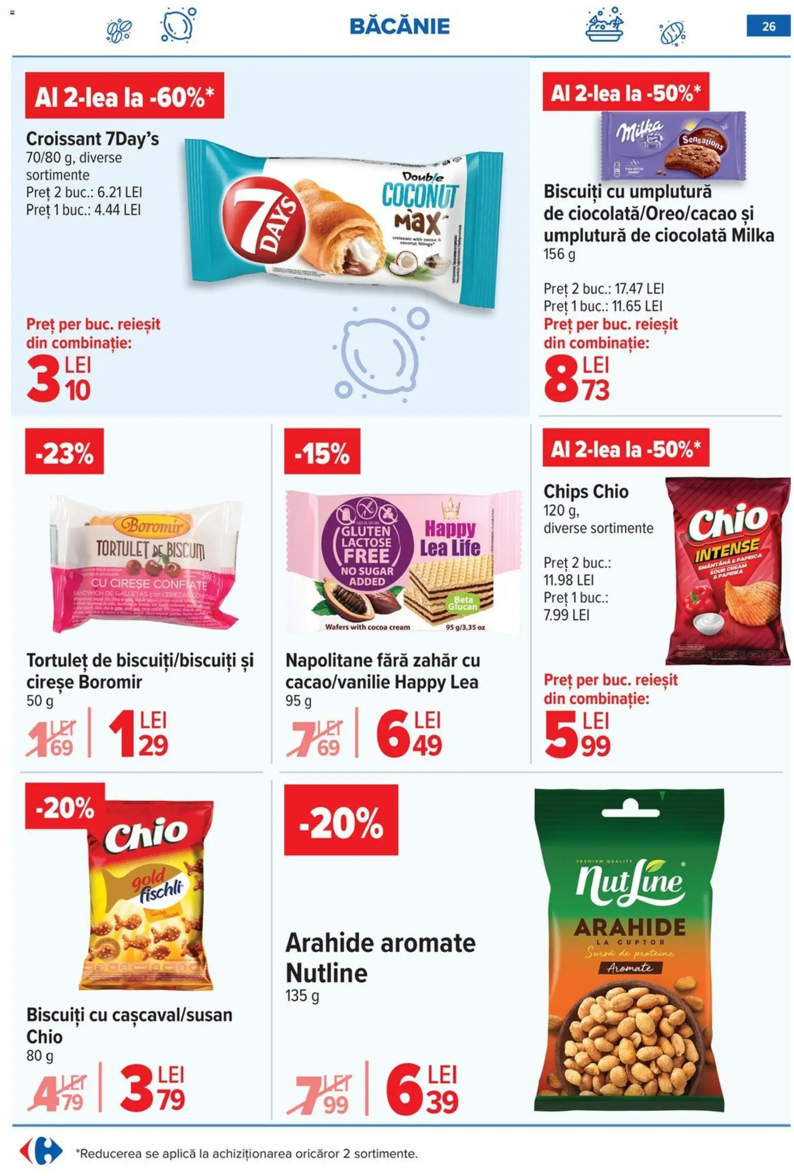 Noul catalog Carrefour – valabil de la 08.01.2026 | Pagină: 26 | Produse: Napolitane, Ciocolată, Biscuiți, Cireșe