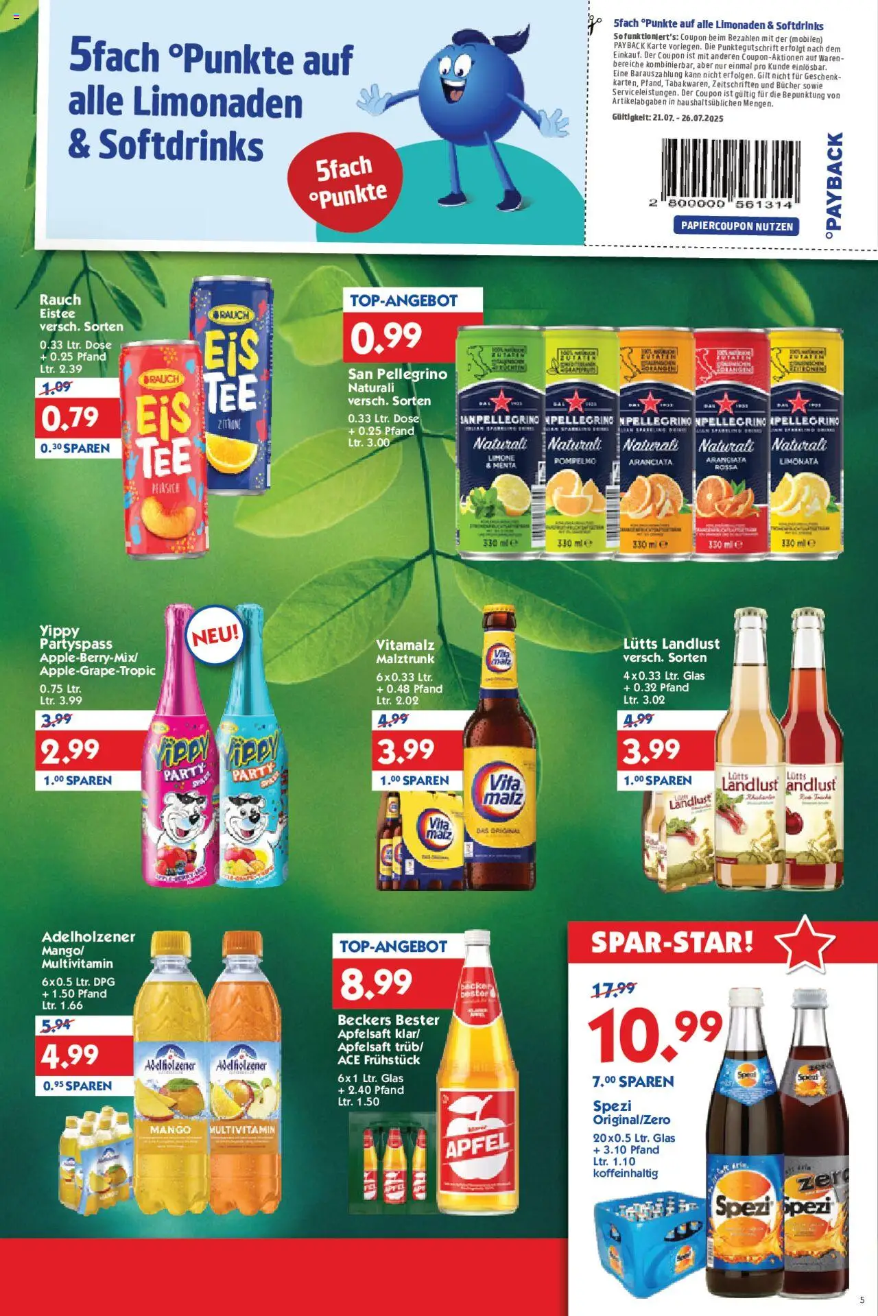 HOL’AB! Prospekt 	 - gültig ab dem 21.07.2025 | Seite: 5 | Produkte: Adelholzener, Äpfel, Mango, Pfirsich